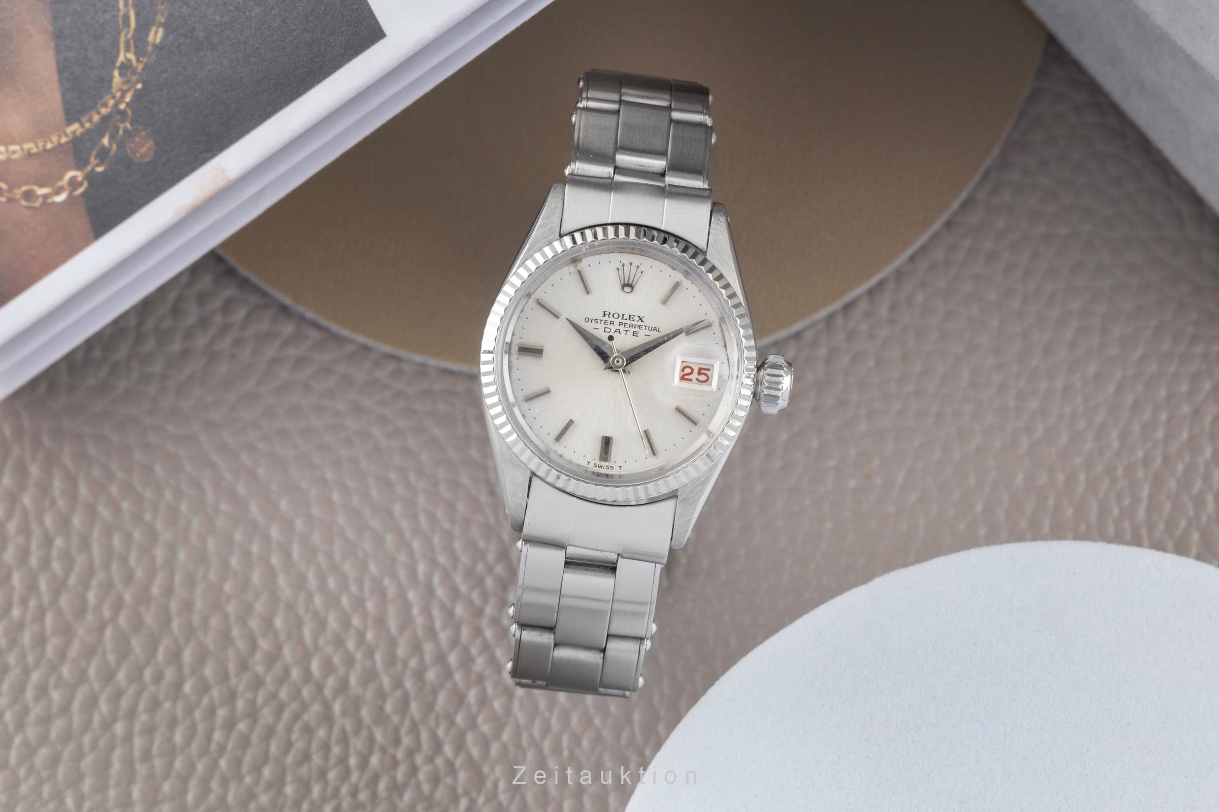 Rolex Lady Date acier / or blanc automatique montre pour femmes 6517 Vintage  [2601373]