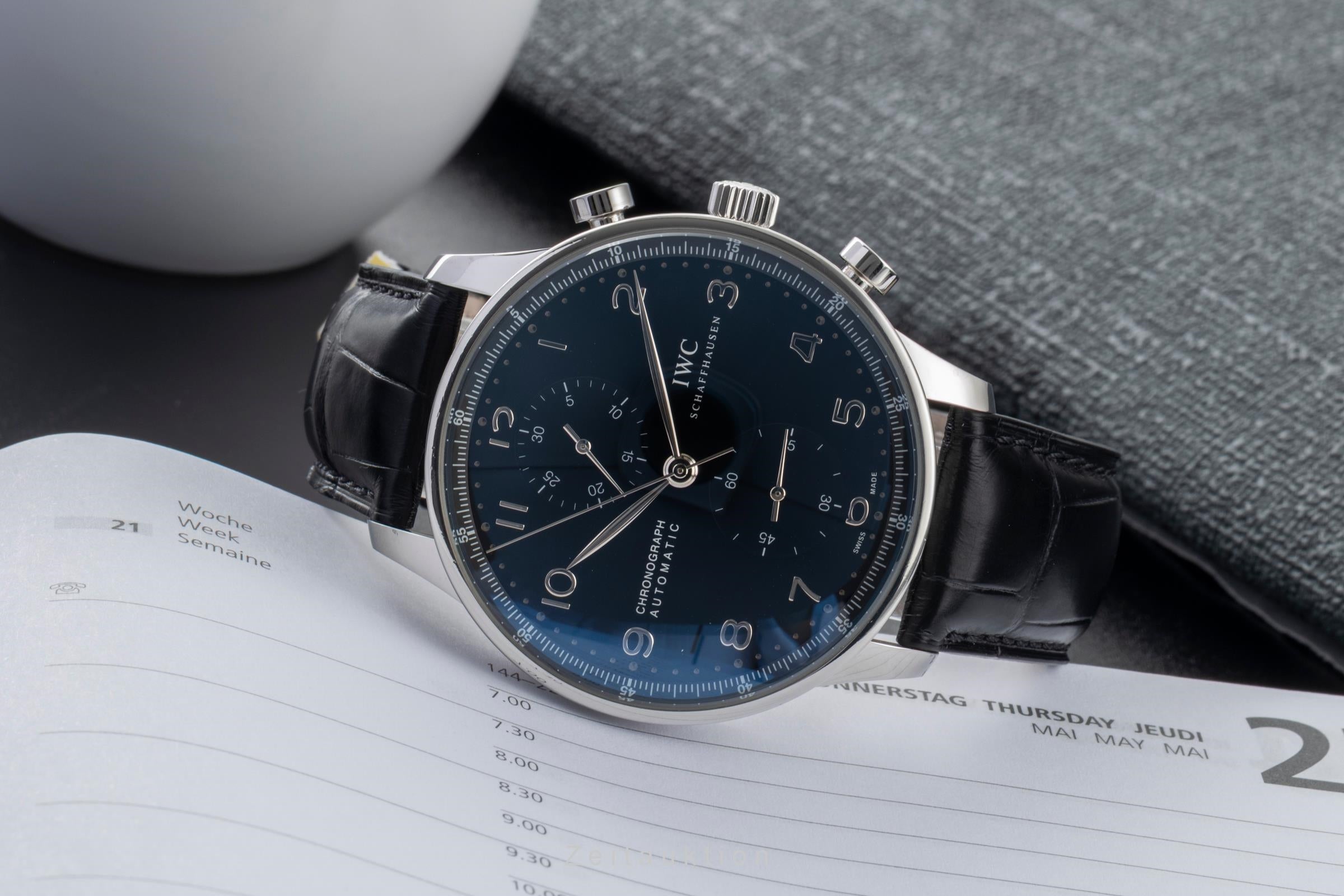 IWC Portugieser chronograph steel automatic men's watch IW371447 LP: 9100EUR  [2601377]