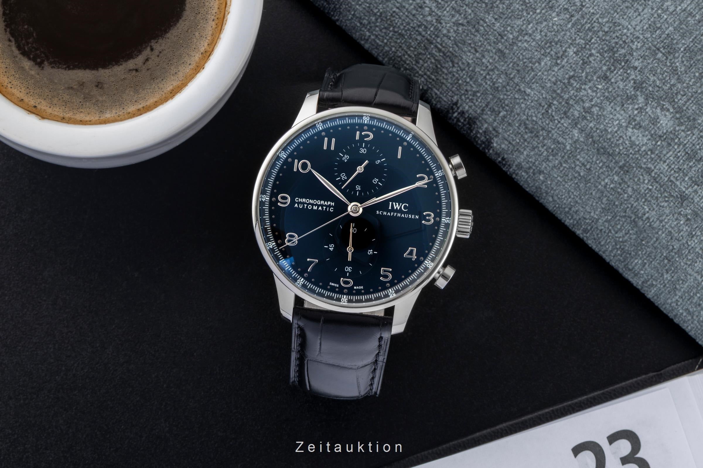 IWC Portugieser chronograph steel automatic men's watch IW371447 LP: 9100EUR  [2601377]
