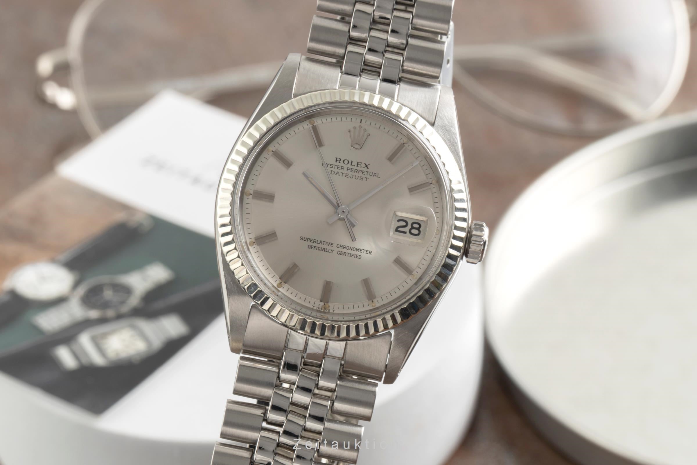 Rolex Datejust acier / or blanc automatique montre pour hommes 1601 Vintage  [2601379]