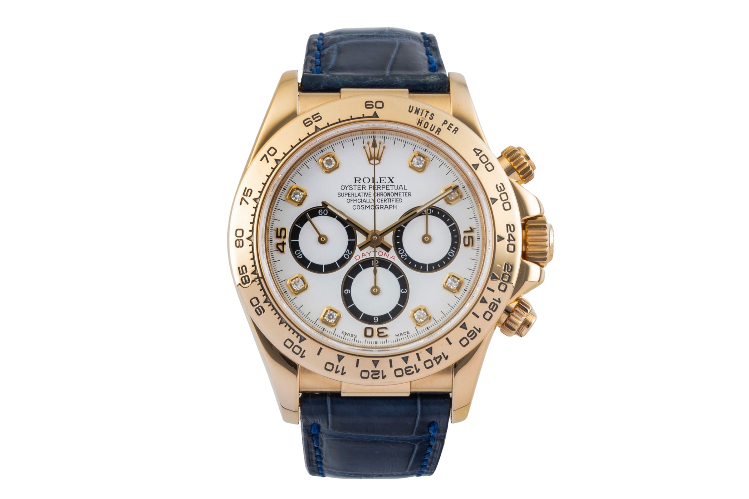 Rolex Daytona Chronograph 18k Gold White Diamond Dial Ref. 16518 B&P 1997 LC100 [2601382]