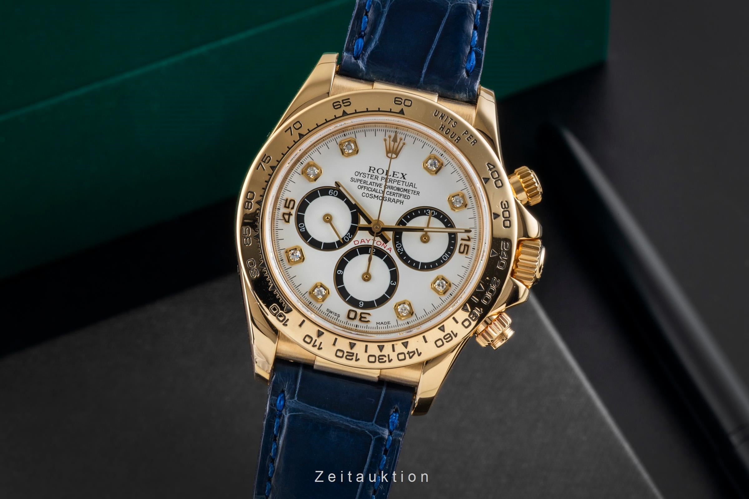 Rolex Daytona Chronograph 18k Gold White Diamond Dial Ref. 16518 B&P 1997 LC100 [2601382]