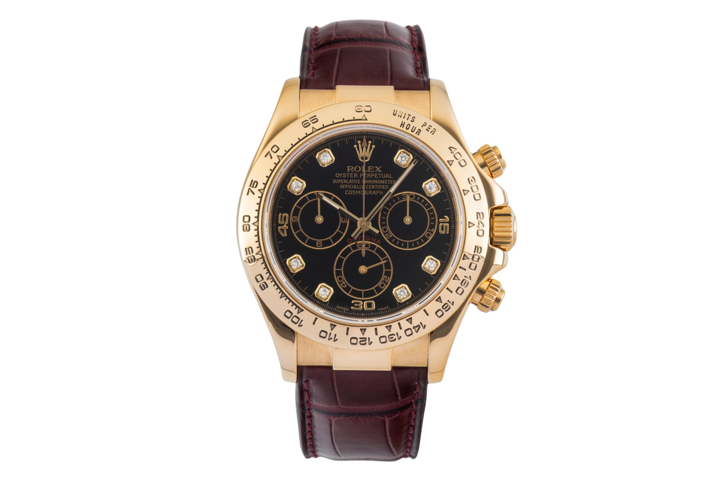 Rolex Daytona Chronograph 18k Gold Black Diamond Dial Ref. 116518 P-Serie [2601383]