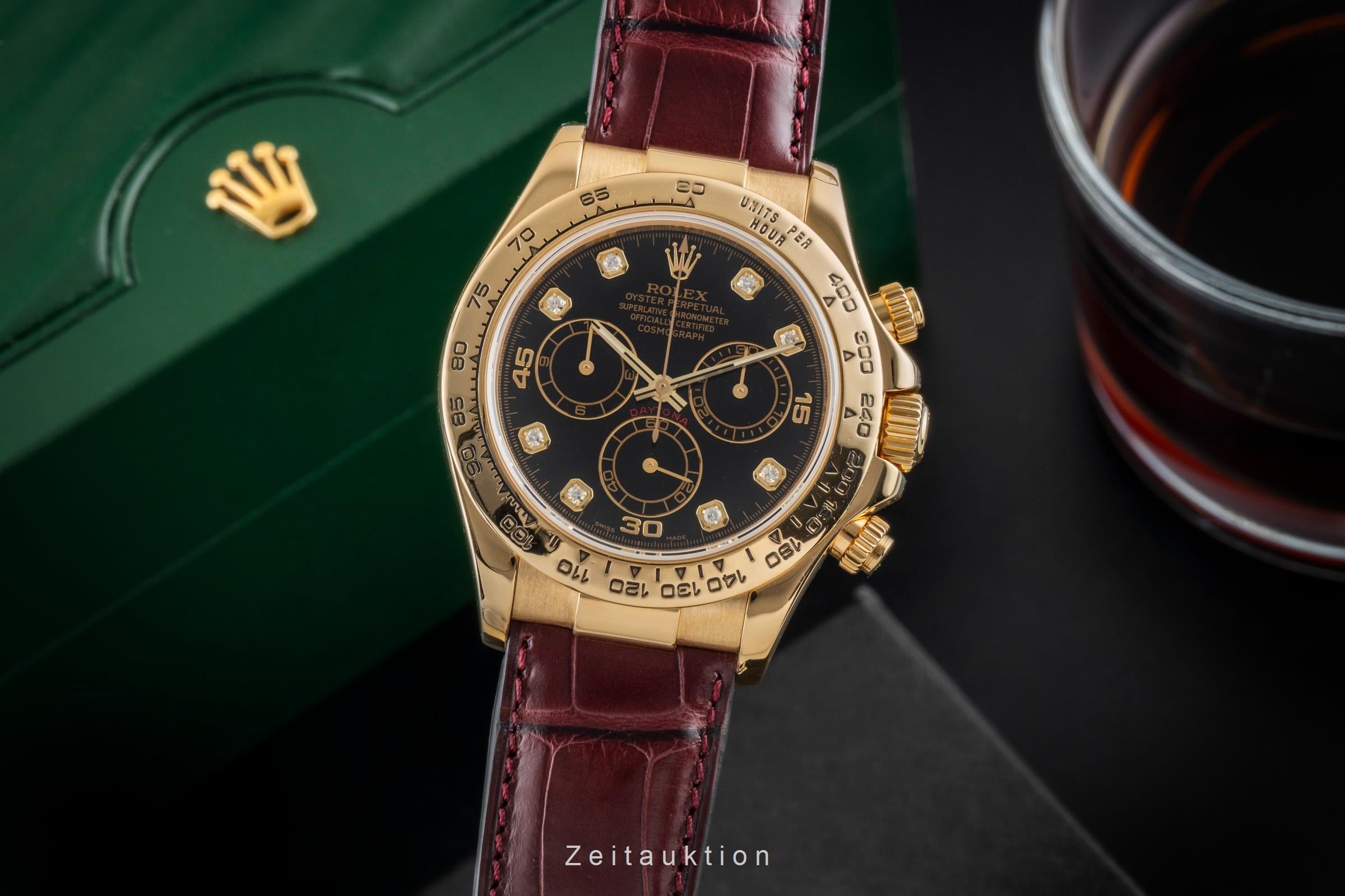 Rolex Daytona Chronograph 18k Gold Black Diamond Dial Ref. 116518 P-Serie [2601383]