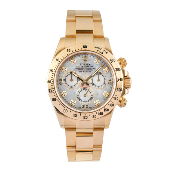 Rolex Daytona Chronograph 18k Gold MOP Diamond Dial Ref. 116528 B&P 2014 LC100 [2601384]