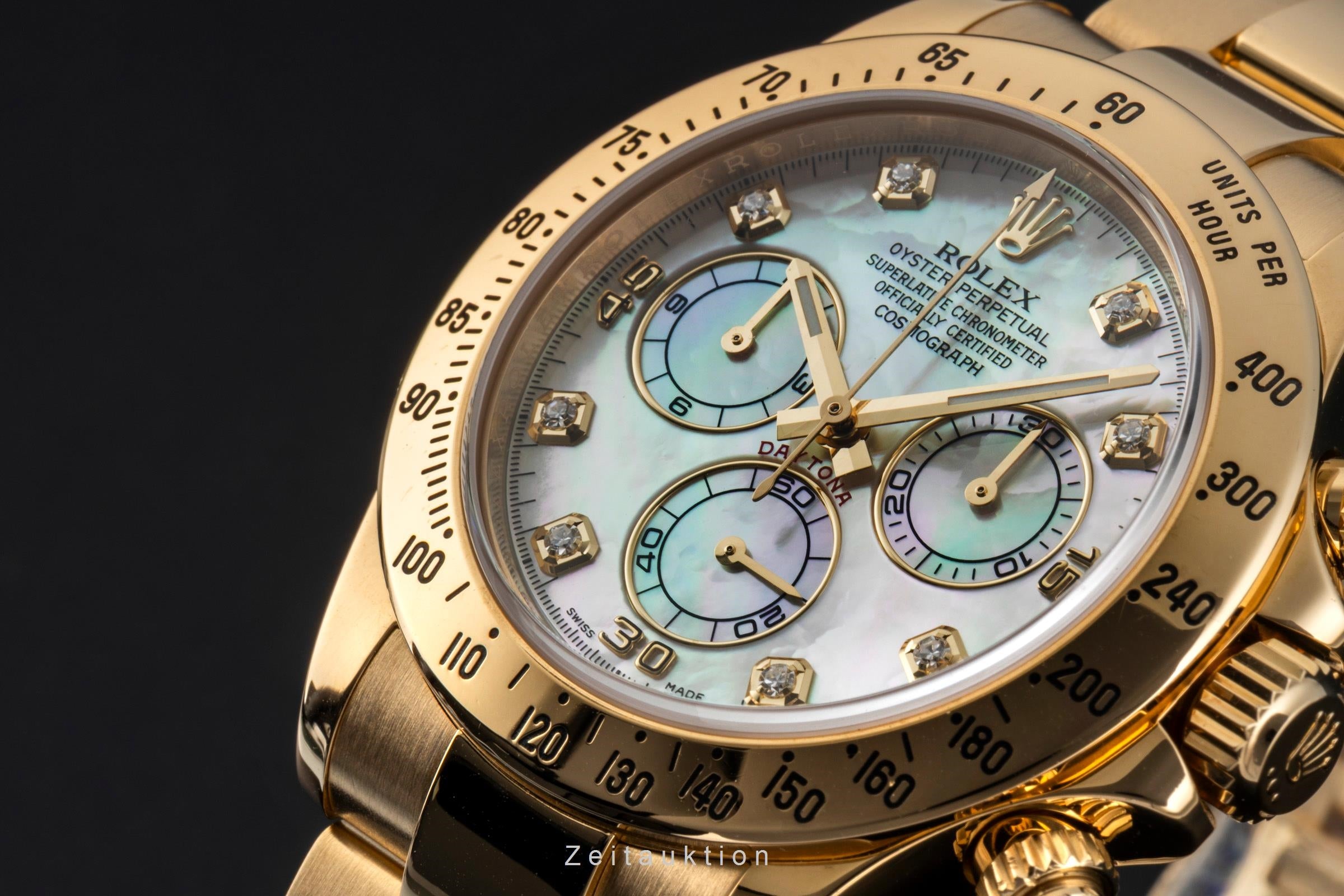 Rolex Daytona Chronograph 18k Gold MOP Diamond Dial Ref. 116528 B&P 2014 LC100 [2601384]