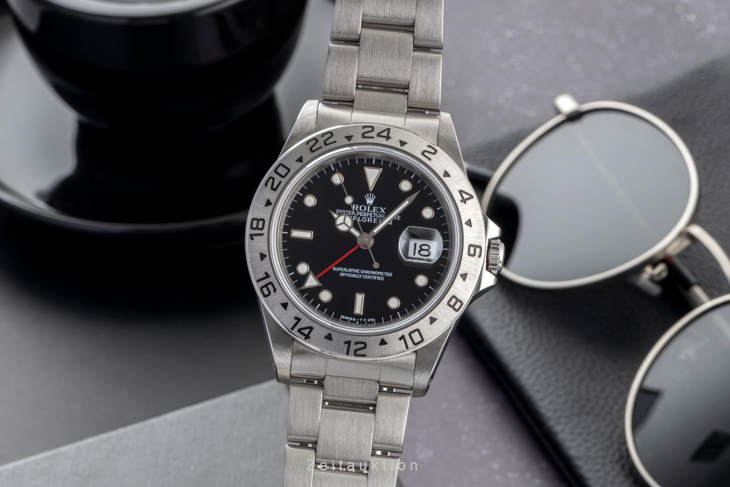 Rolex Explorer II Black Dial Edelstahl Automatik Herrenuhr Ref. 16570 B&P 1998 [2601406]