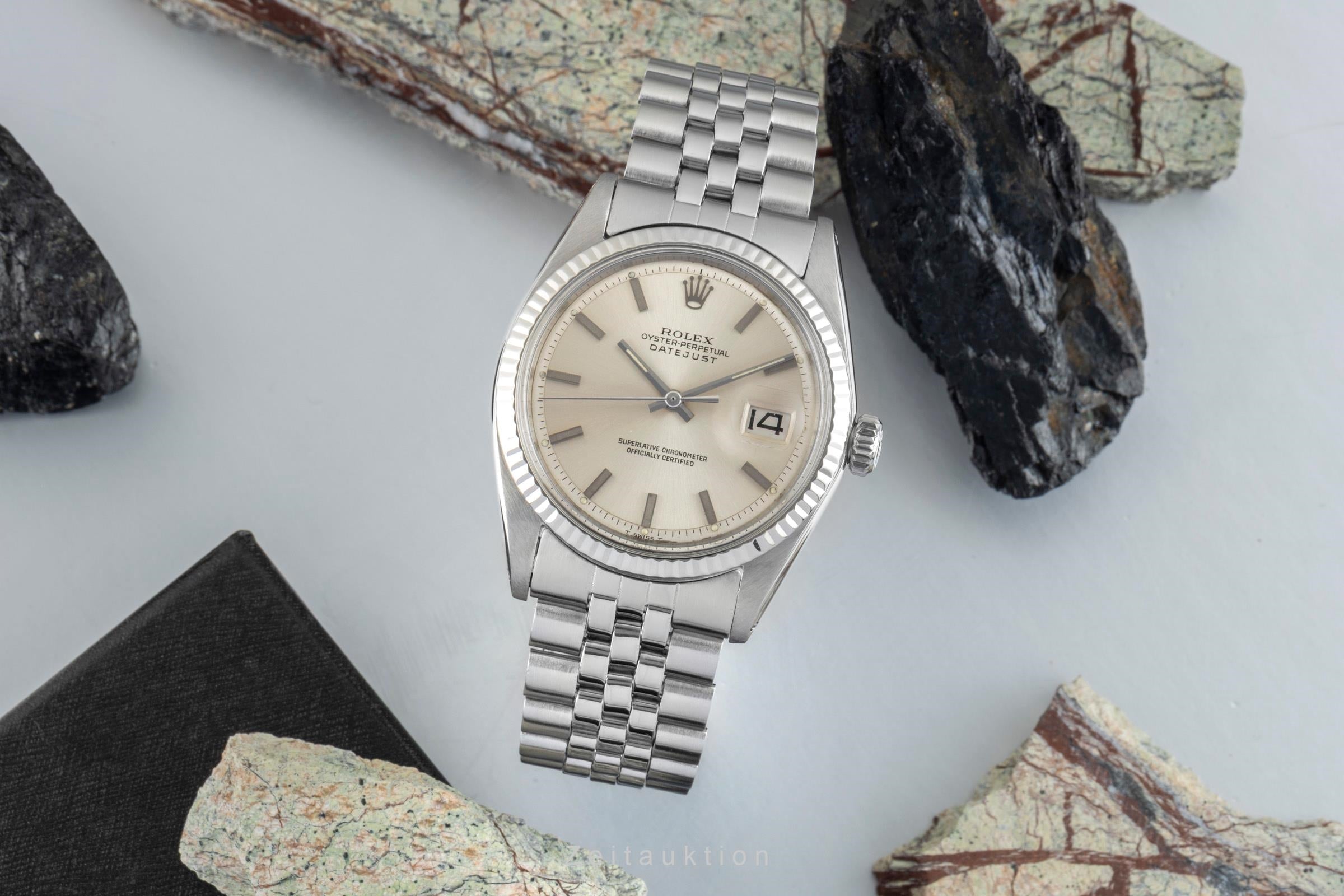 Rolex Datejust acier / or blanc automatique montre pour hommes 1601 Vintage  [2601408]