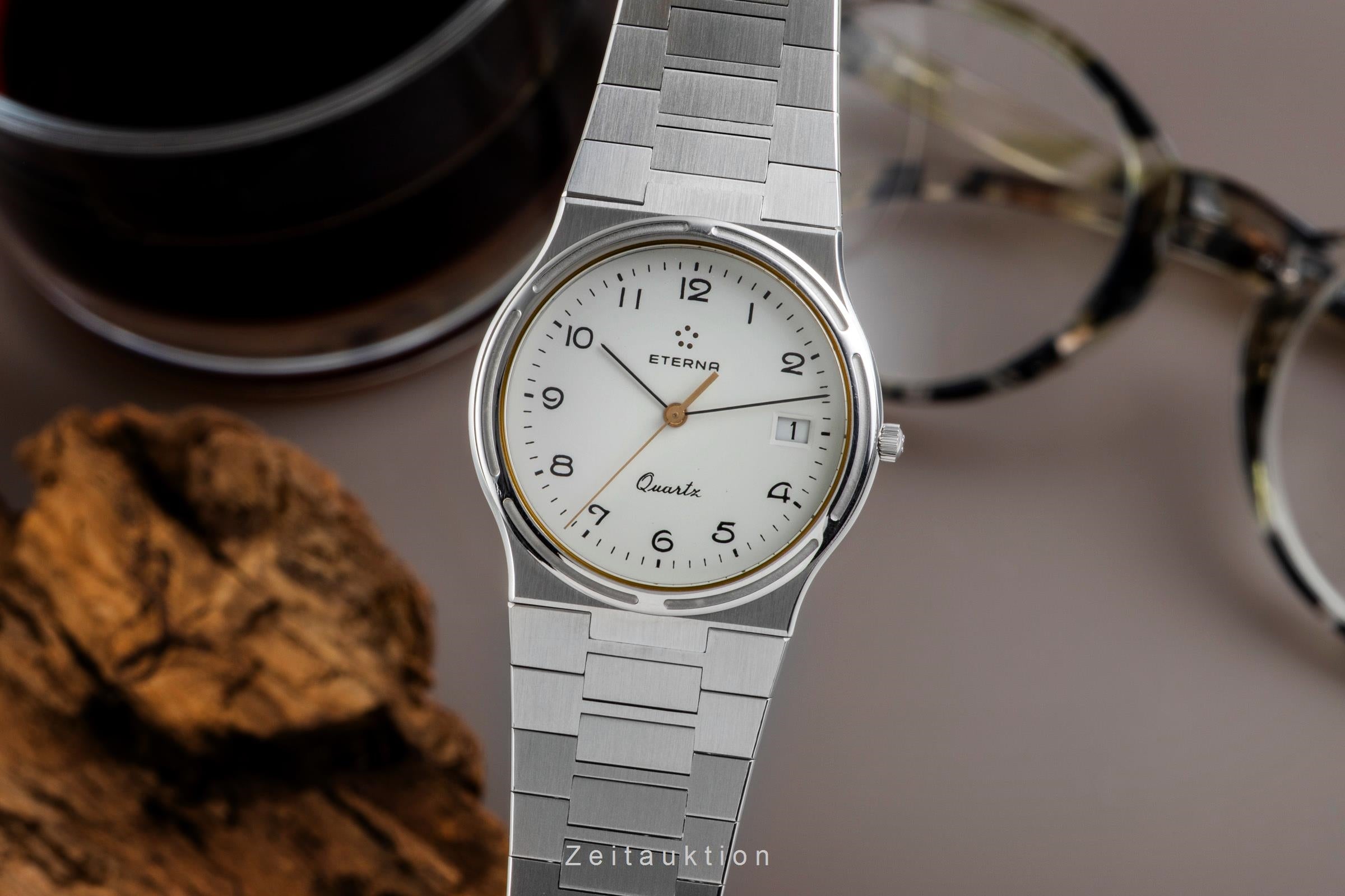 Eterna steel quartz men's watch 156.4244.41 Vintage  [2601442]