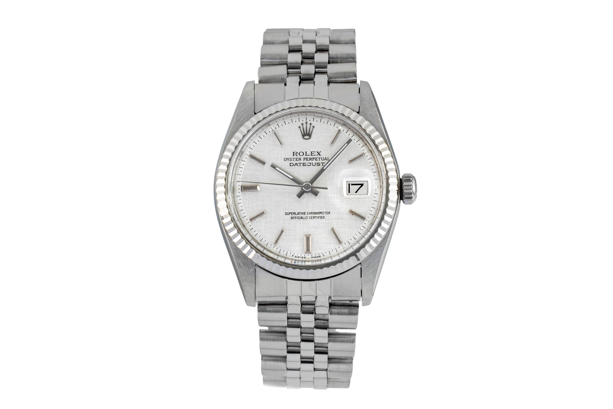 Rolex Datejust acier / or blanc automatique montre pour hommes 1601 Vintage  [2601533]