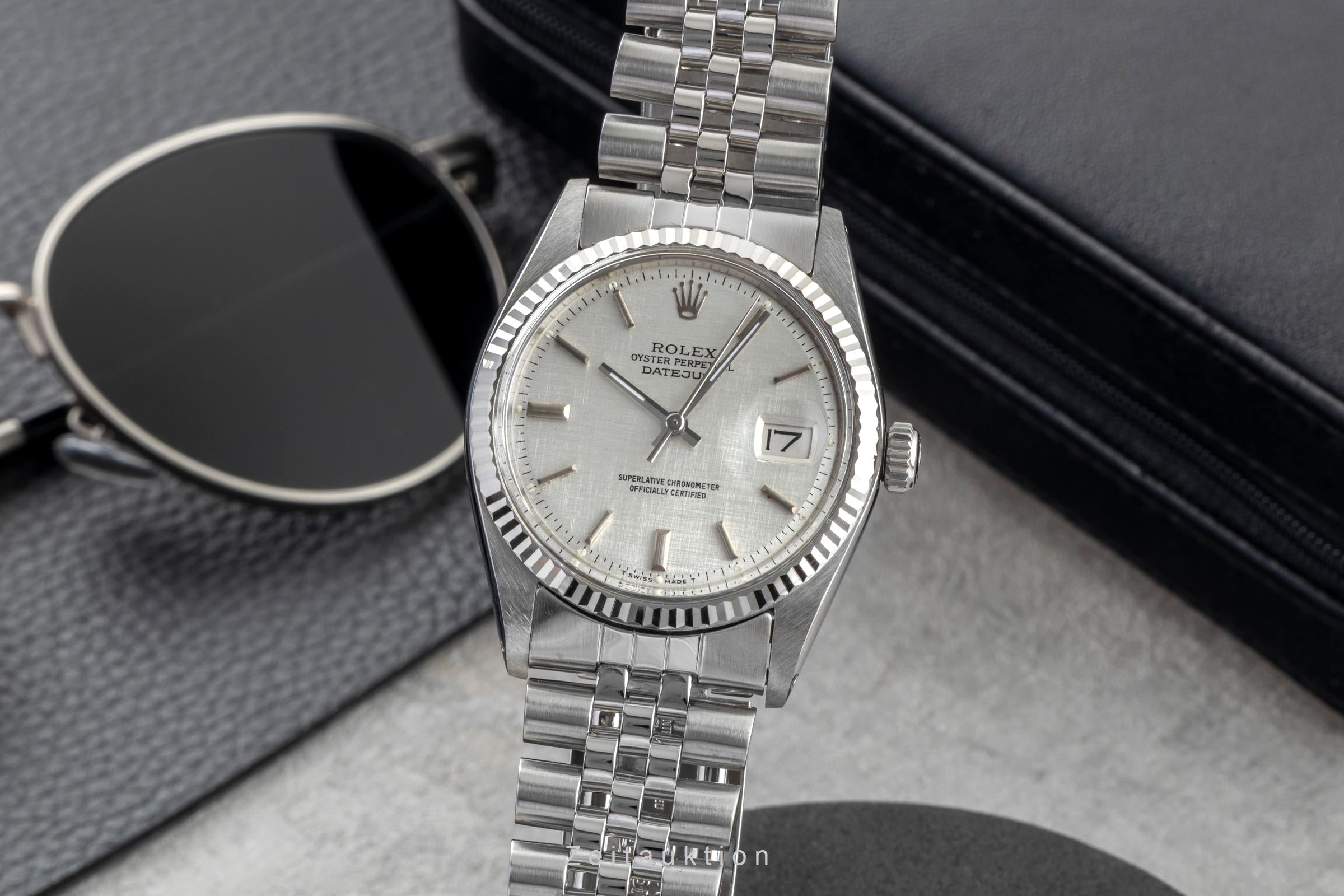 Rolex Datejust acier / or blanc automatique montre pour hommes 1601 Vintage  [2601533]
