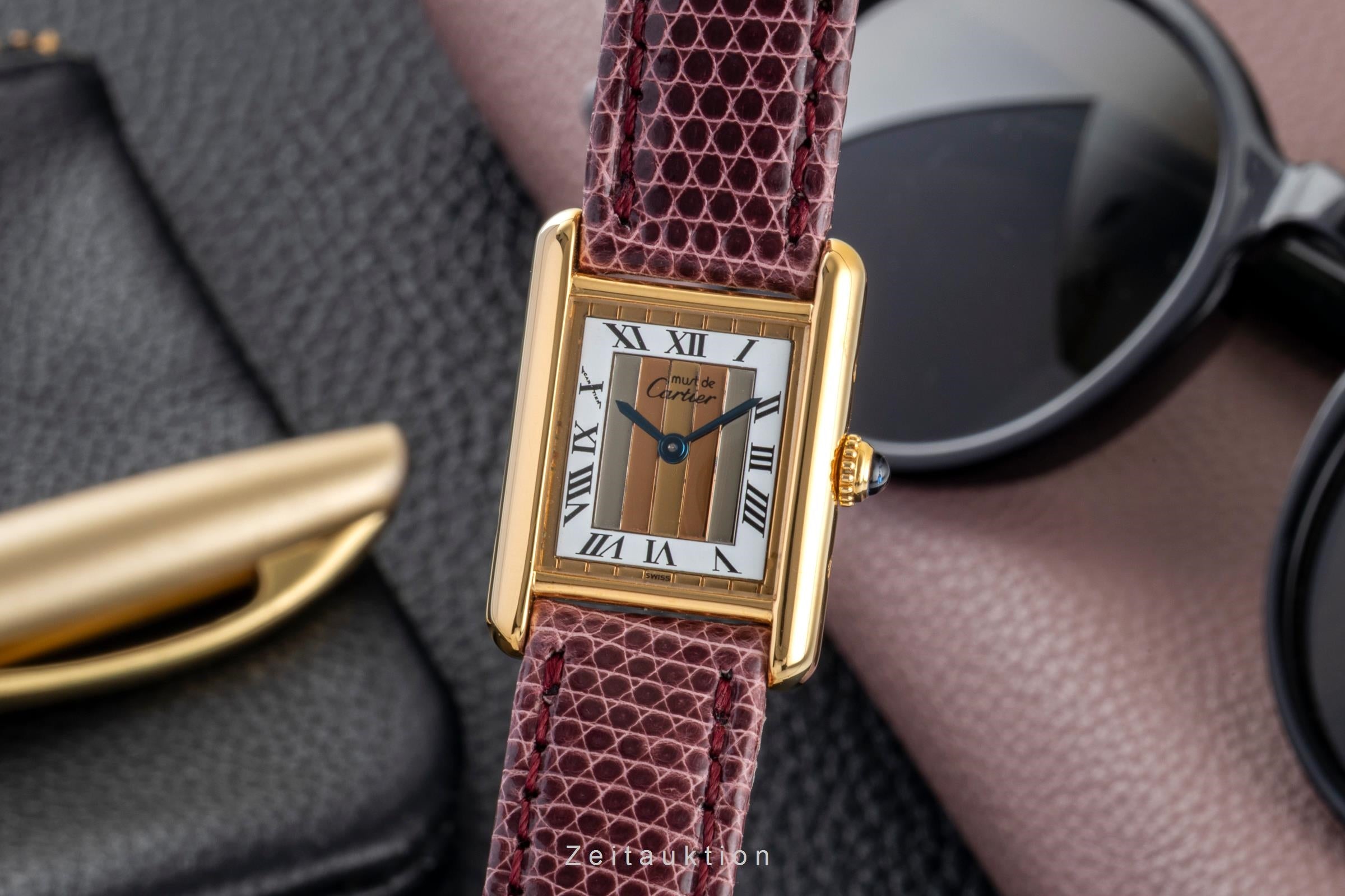 Cartier Tank plata banada en oro cuarzo reloj para damas  5057001  [2601538]