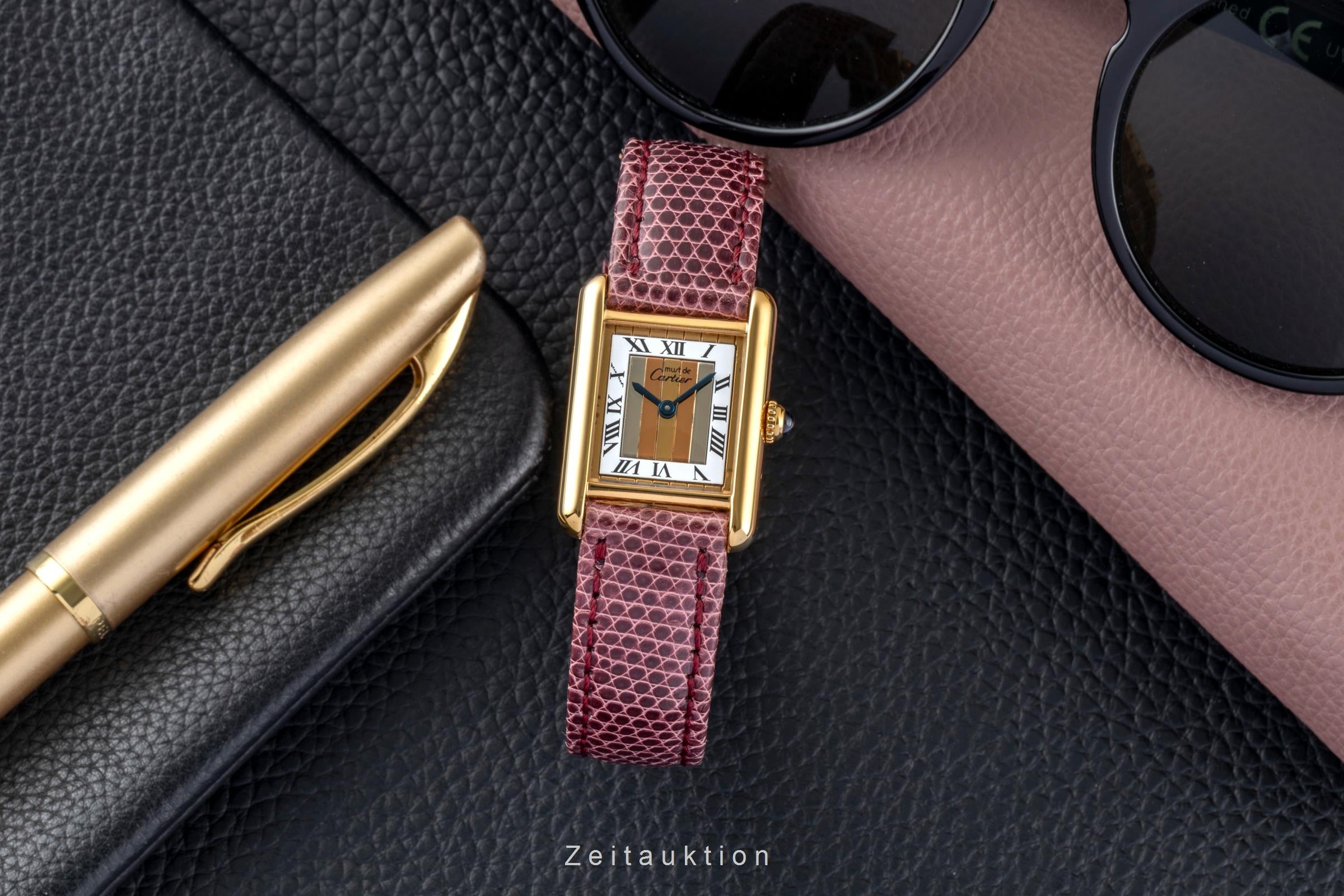 Cartier must Tank SM Vermeil "Trinity Dial" 925 Silber Damenuhr Ref. 5057001 [2601538]