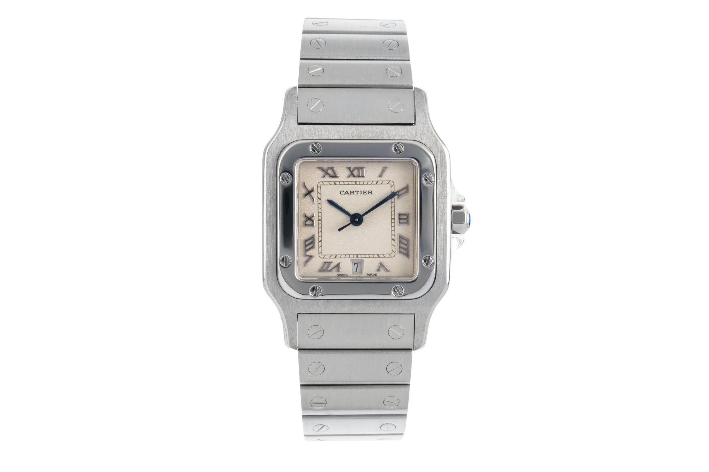 Cartier Santos Edelstahl Silver Dial Quarz Herrenuhr Ref. W20025D6 Klassiker [2601550]