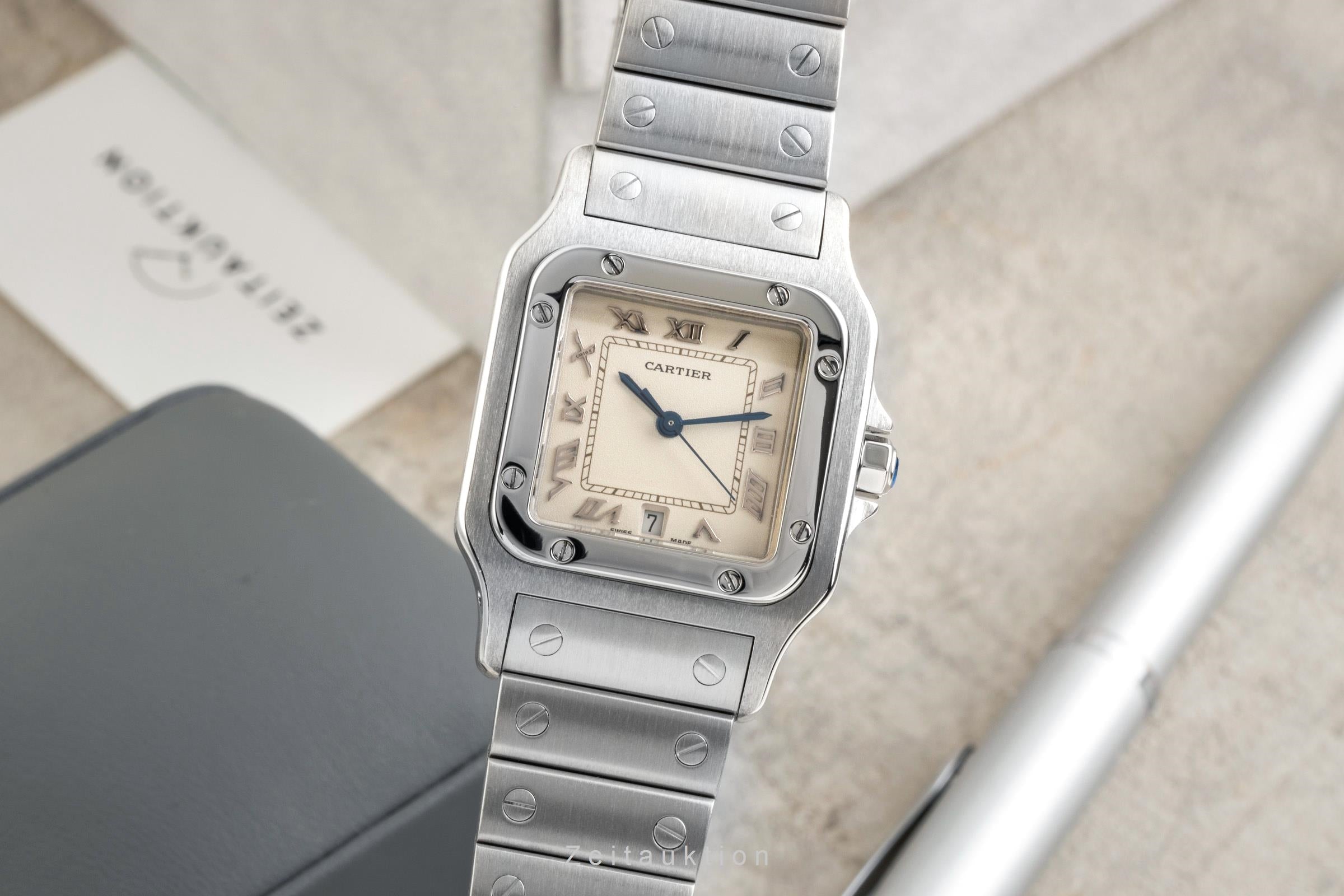 Cartier Santos Edelstahl Silver Dial Quarz Herrenuhr Ref. W20025D6 Klassiker [2601550]