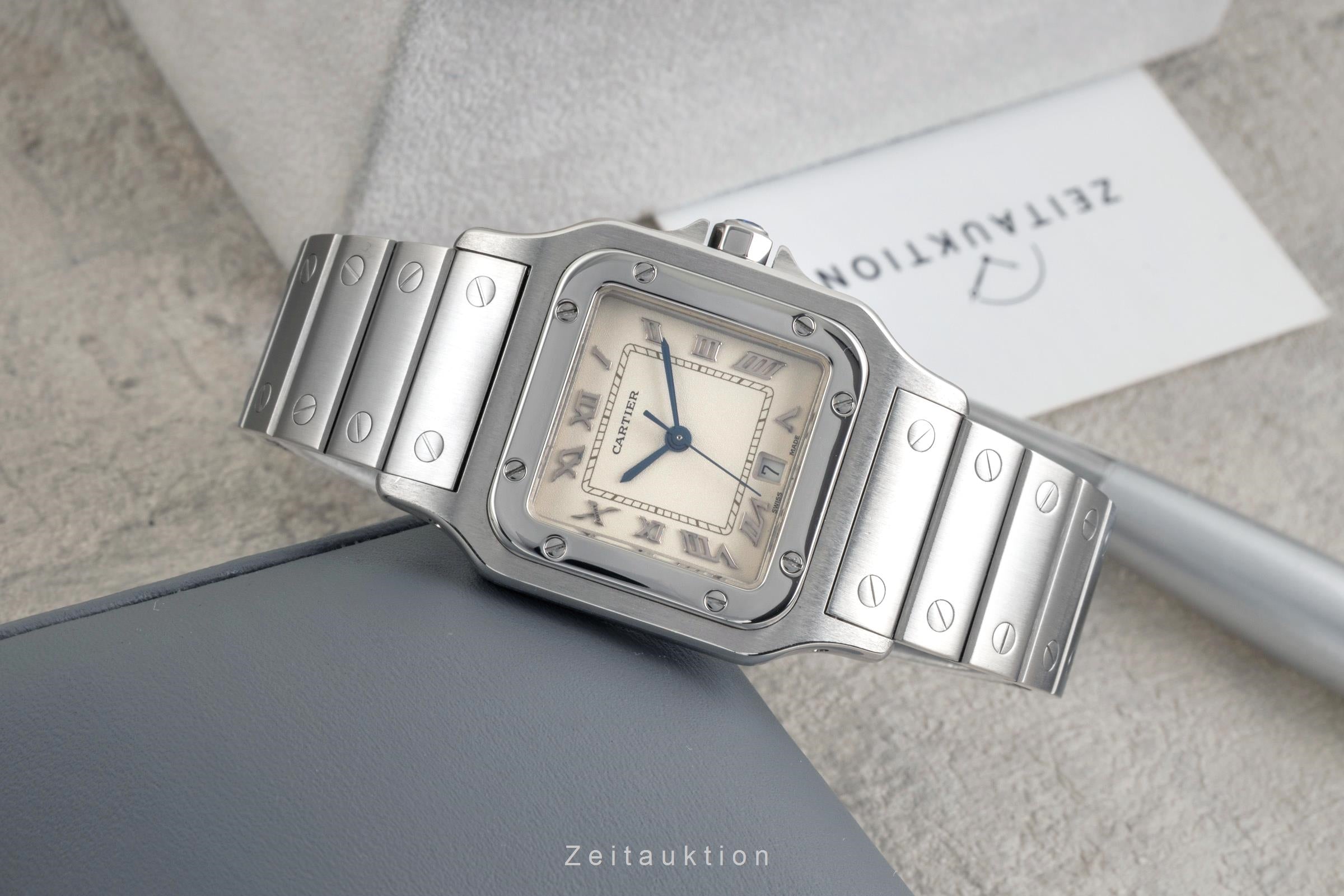 Cartier Santos Edelstahl Silver Dial Quarz Herrenuhr Ref. W20025D6 Klassiker [2601550]