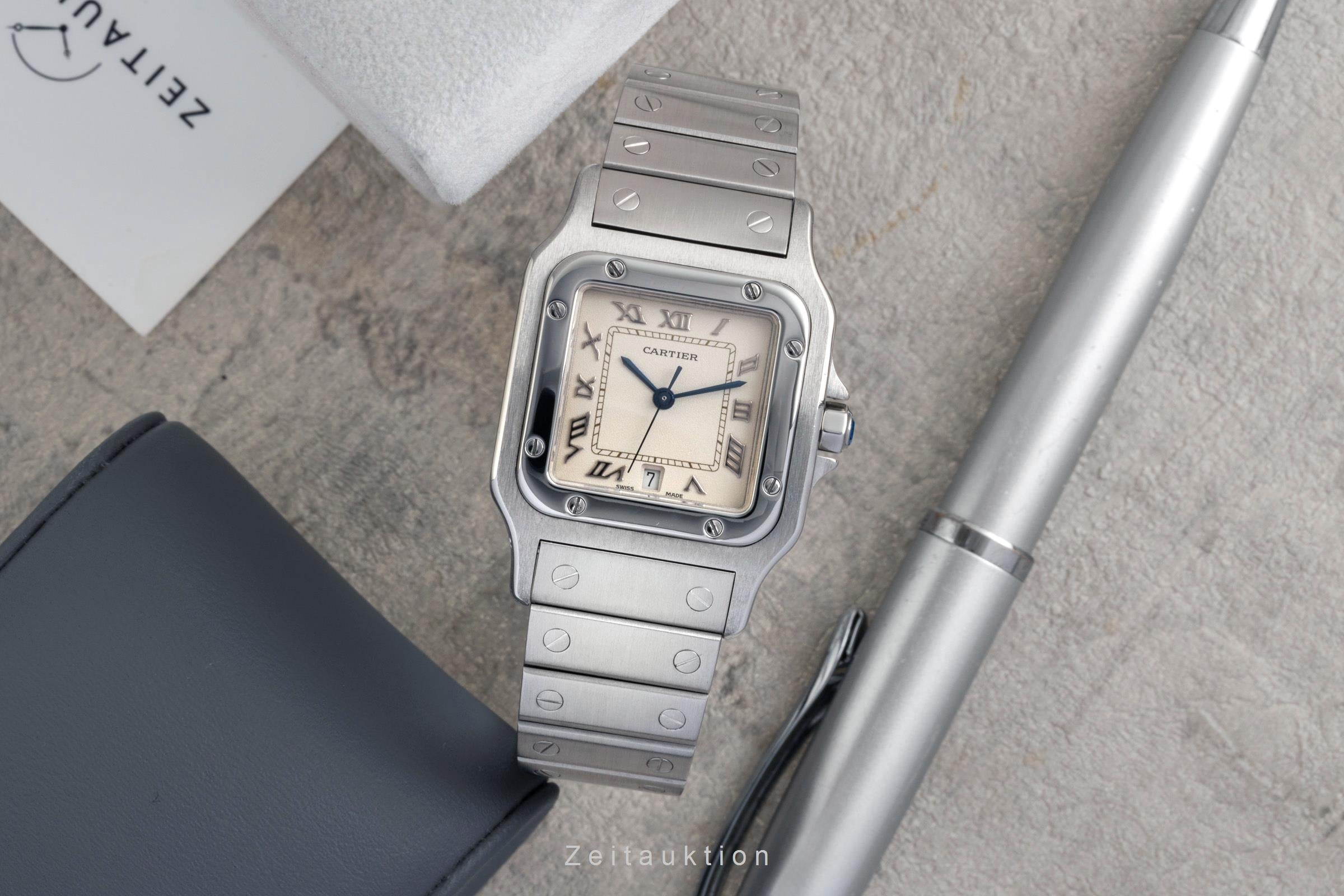 Cartier Santos Edelstahl Silver Dial Quarz Herrenuhr Ref. W20025D6 Klassiker [2601550]
