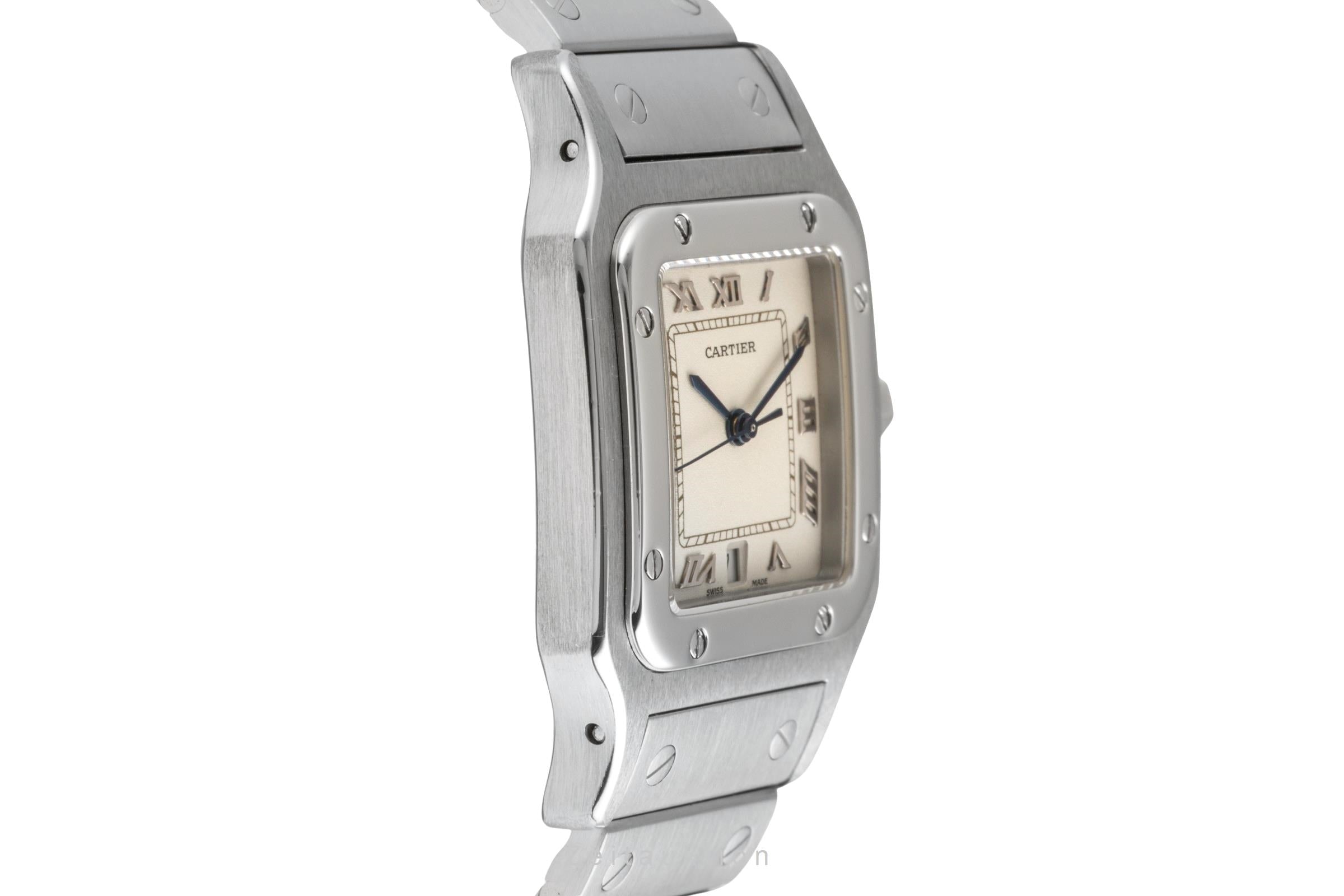 Cartier Santos Edelstahl Silver Dial Quarz Herrenuhr Ref. W20025D6 Klassiker [2601550]