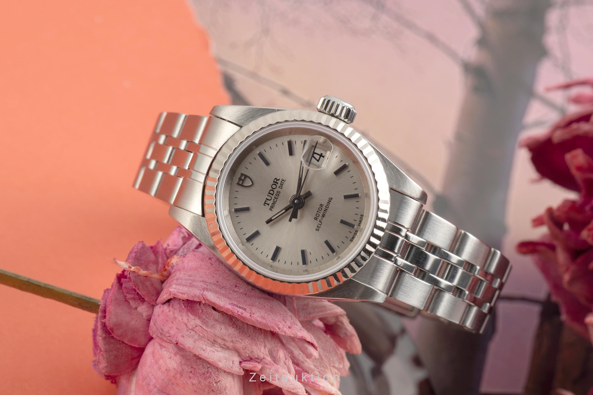 Tudor Princess Date Stahl / Weissgold Automatik Damenuhr Ref. 92414 Papiere 2005 [2601570]