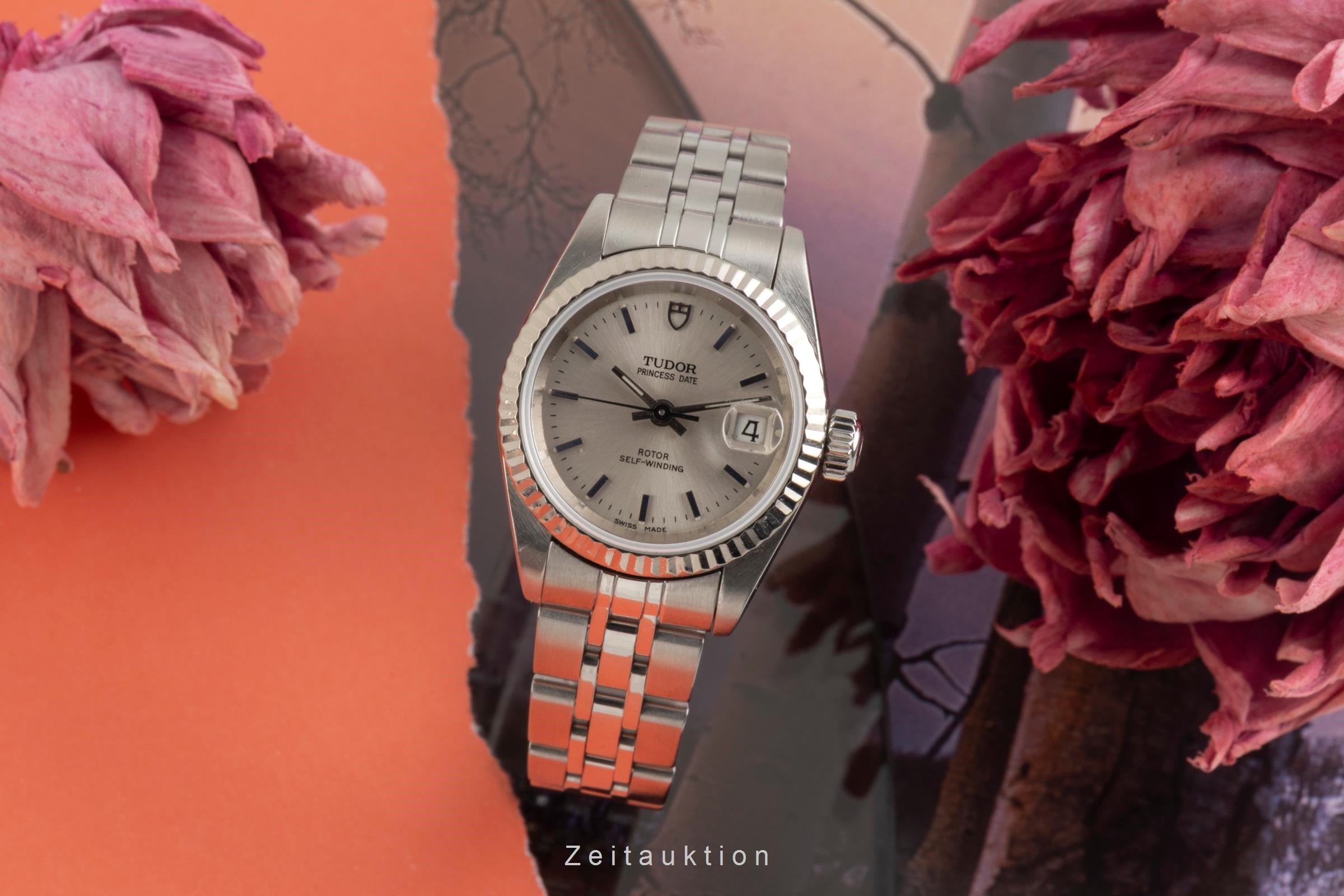 Tudor Princess Date Stahl / Weissgold Automatik Damenuhr Ref. 92414 Papiere 2005 [2601570]
