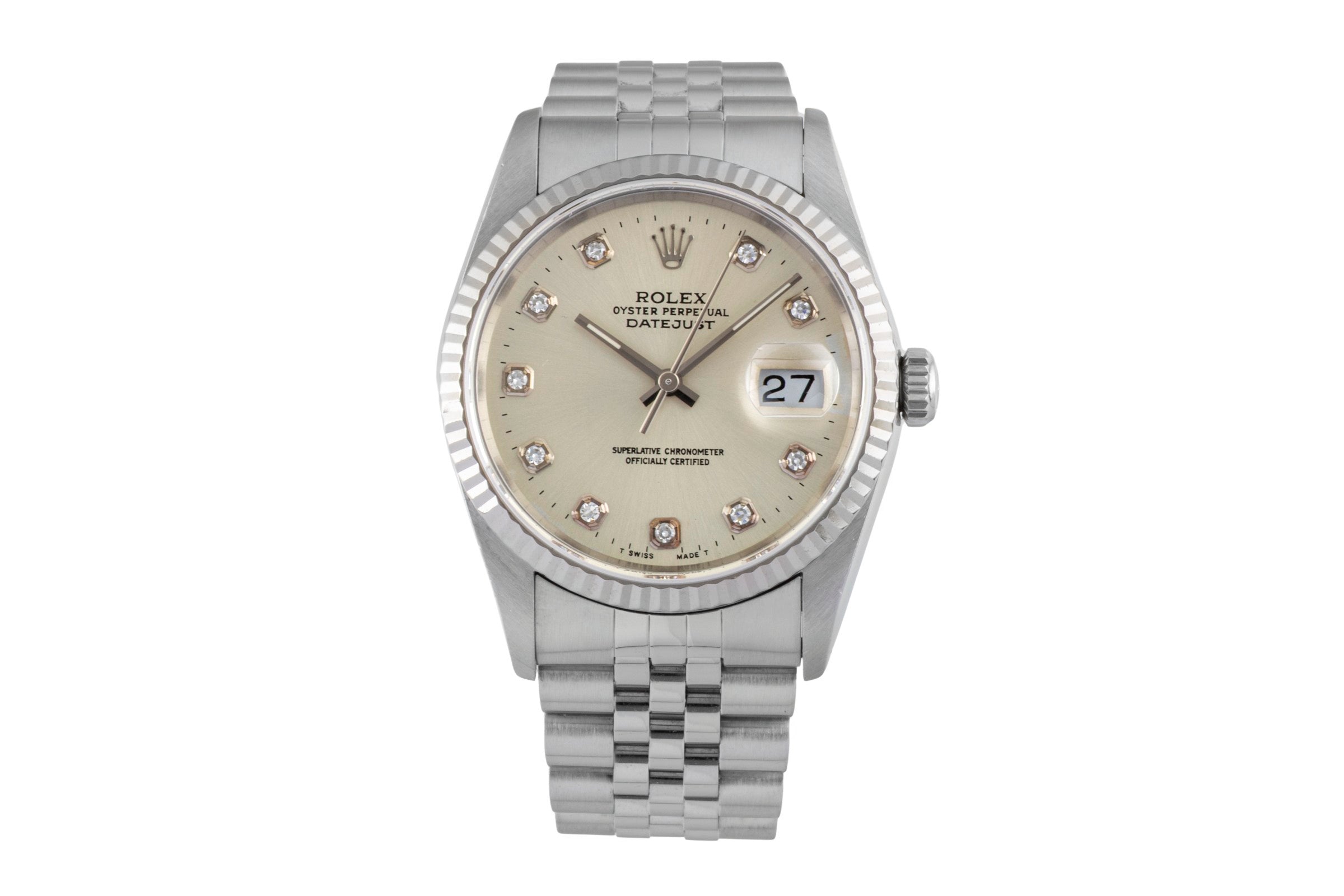 Rolex Datejust 36 White Diamond Dial Stahl Weissgold Automatik Ref 16234 X-Serie [2601572]