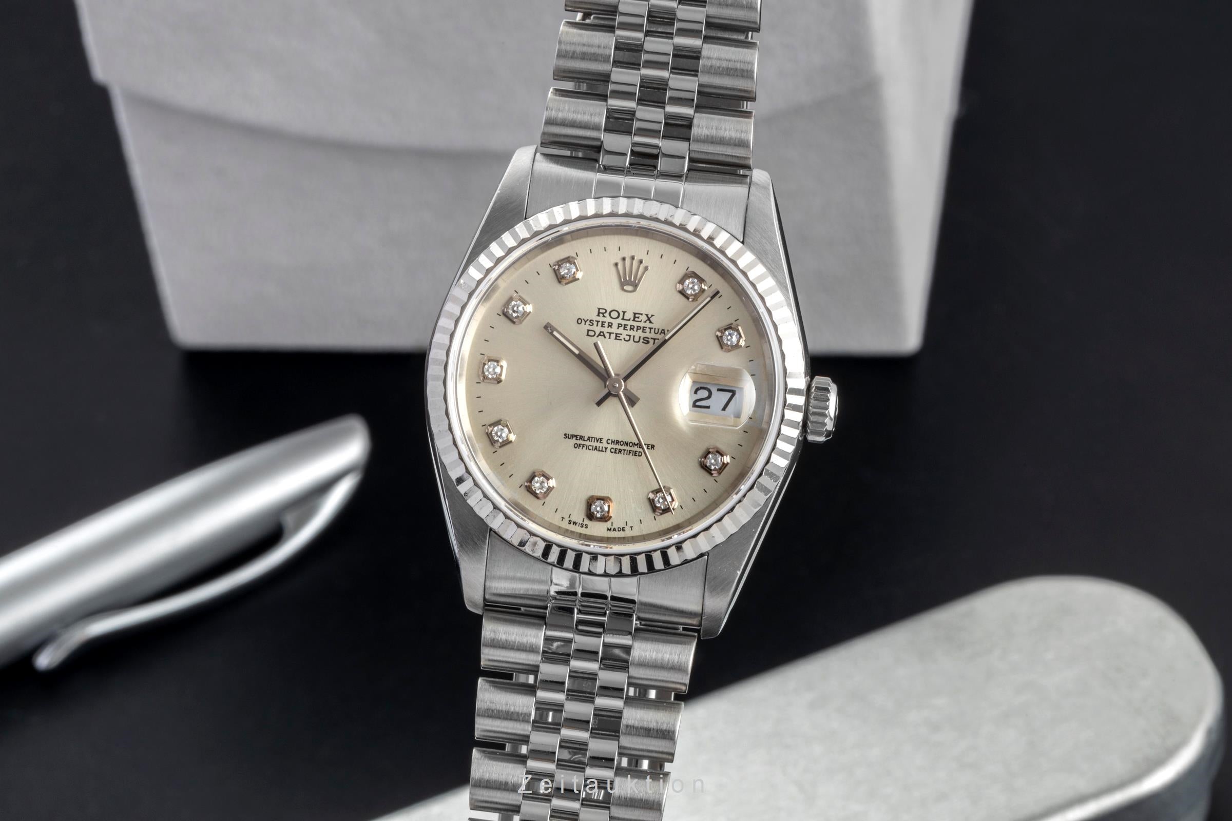 Rolex Datejust 36 White Diamond Dial Stahl Weissgold Automatik Ref 16234 X-Serie [2601572]