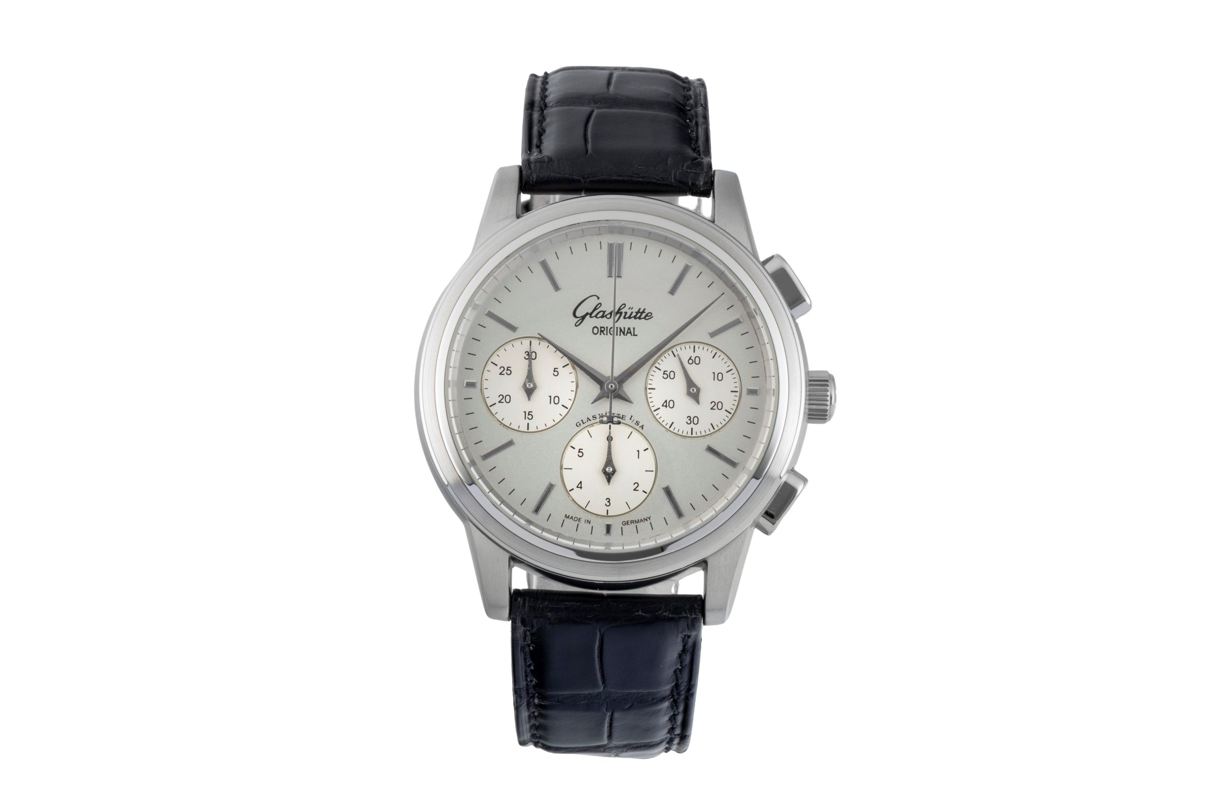 Glashütte Senator Chronograph Stahl Automatik Herrenuhr Ref. 39-31-11-13-04 B&P [2601590]