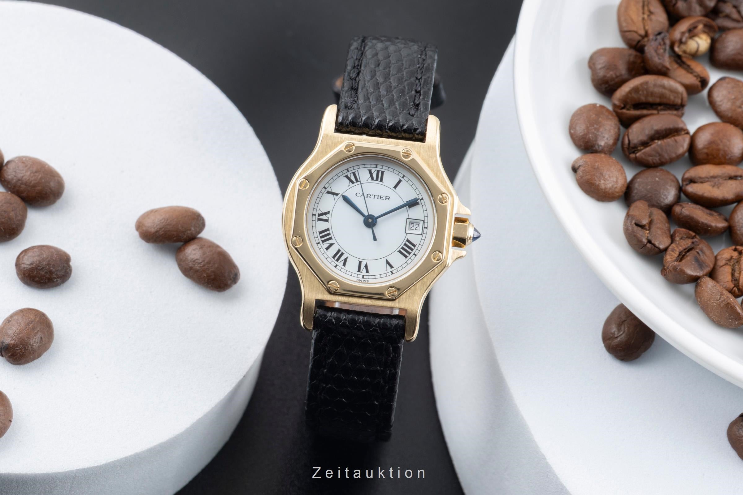 Cartier Santos Ronde Octagon Lady 18K (0,750) Gold Automatik Damenuhr Ref. 2969 [2601619]