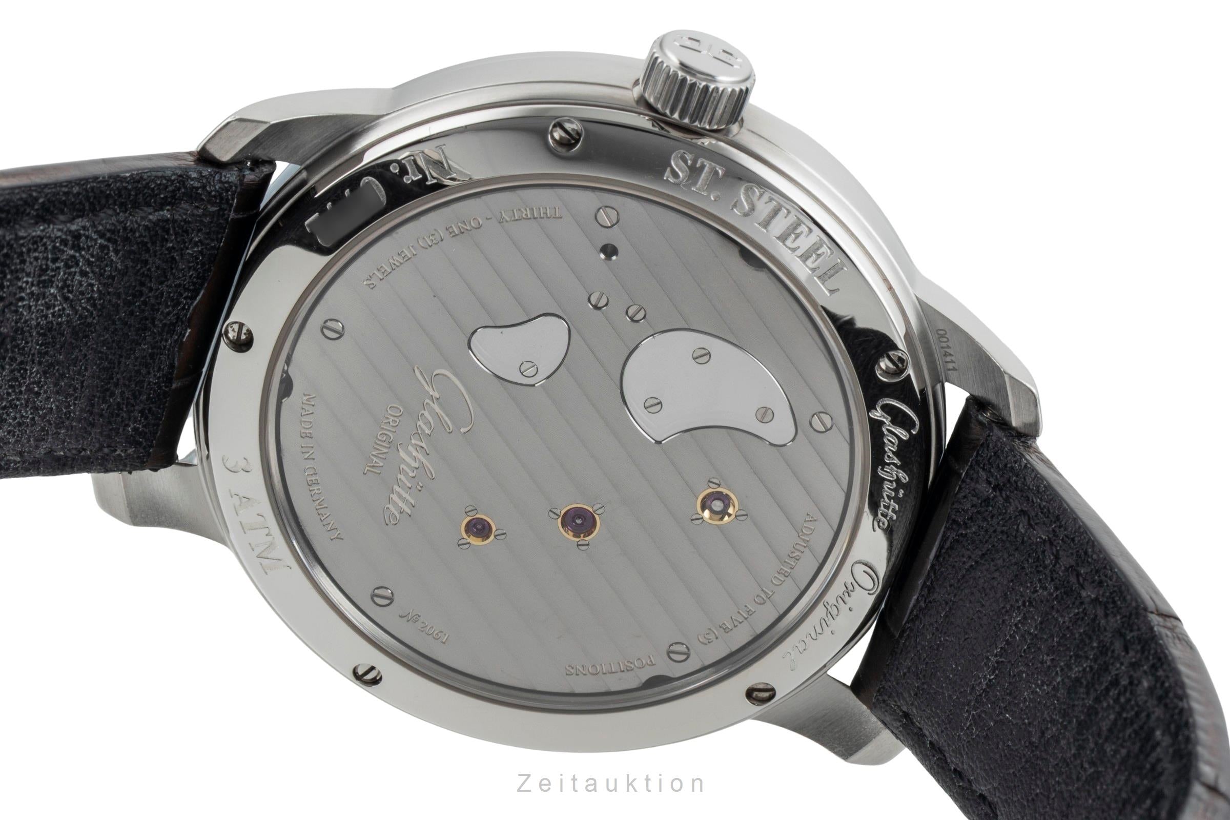 Glashütte PanoMaticInverse acero cuerda manual reloj para caballeros 1-66-06-04-22-62  [2601710]