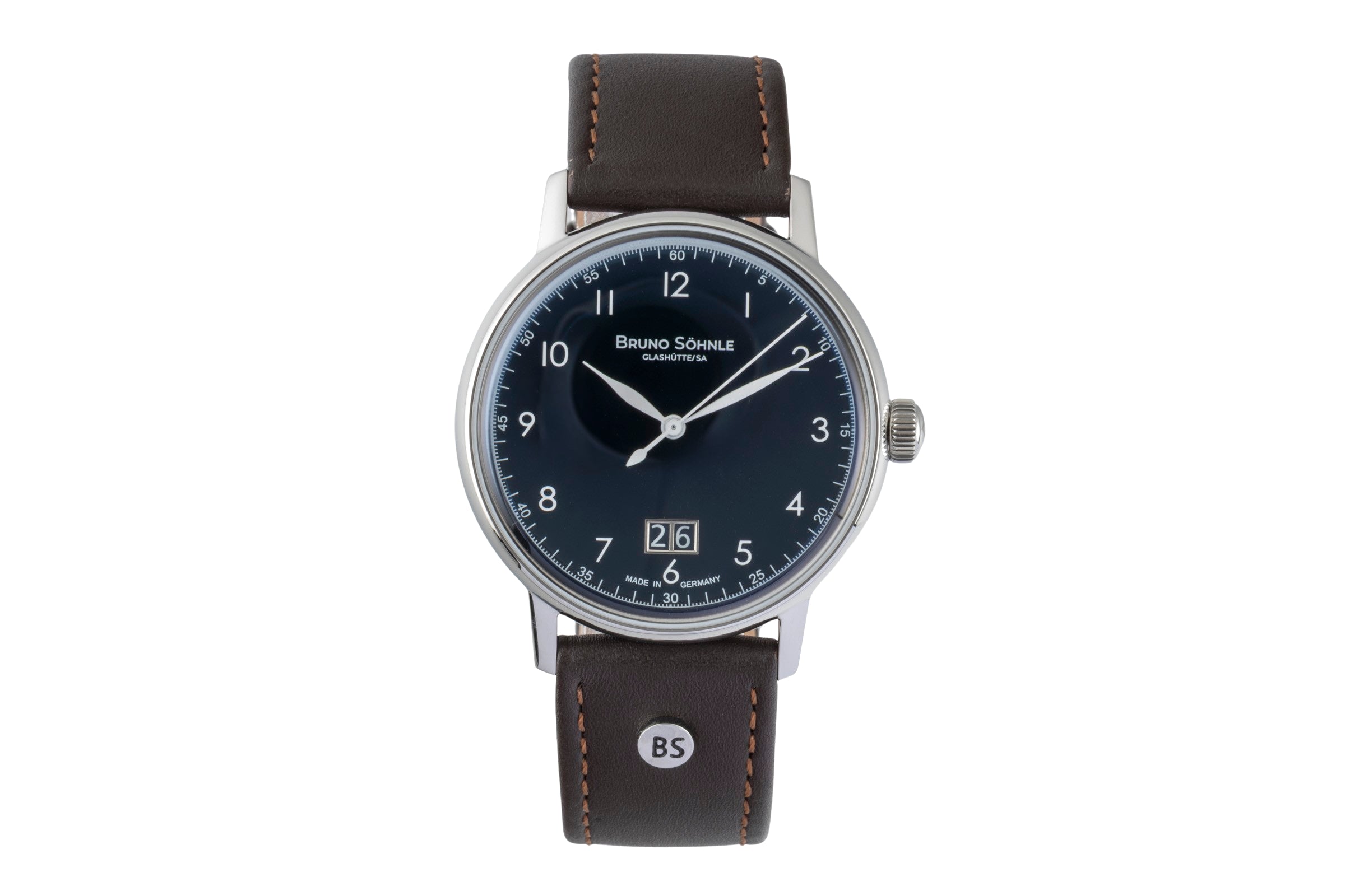 Bruno Söhnle Glashütte Bergamo Big steel quartz men's watch 17-13234-331  [2601715]