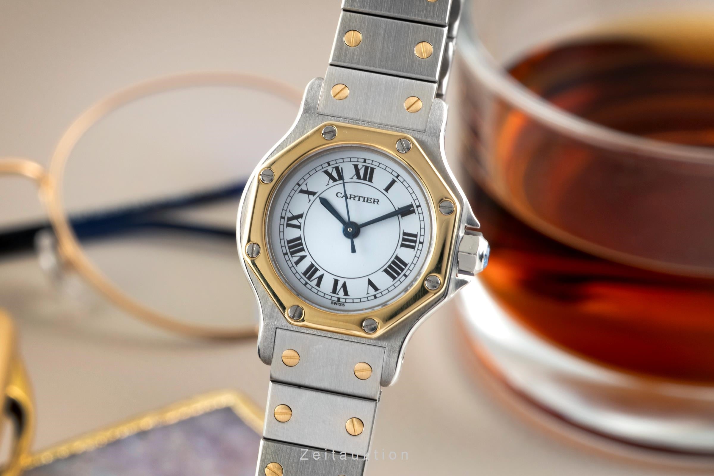 Cartier Santos steel / gold automatic women's watch 0907  [2601757]