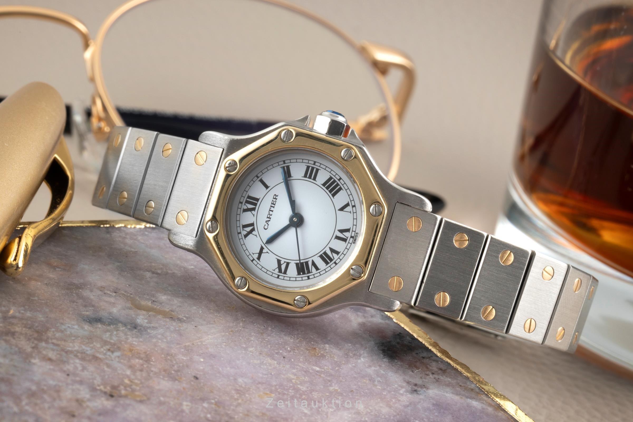 Cartier Santos steel / gold automatic women's watch 0907  [2601757]