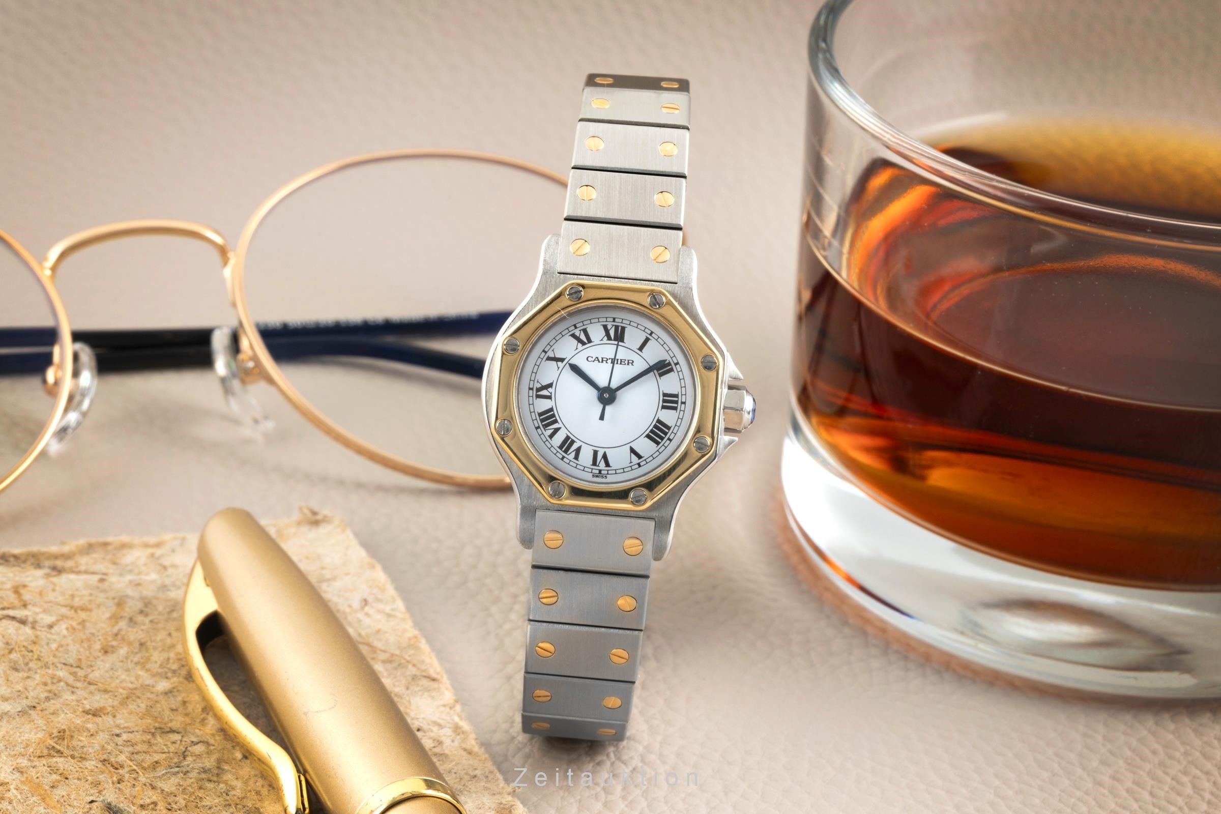Cartier Santos steel / gold automatic women's watch 0907  [2601757]