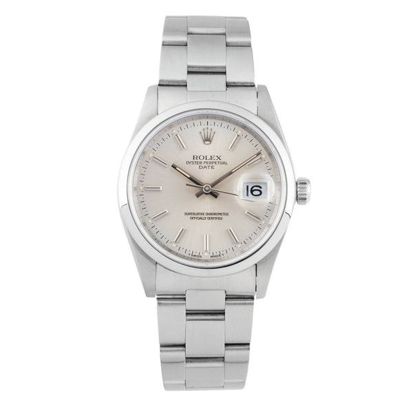 Rolex Date 34 Silver Dial Oyster Stahl Automatik Herrenuhr Ref. 15200 T-Serie  [2601763]