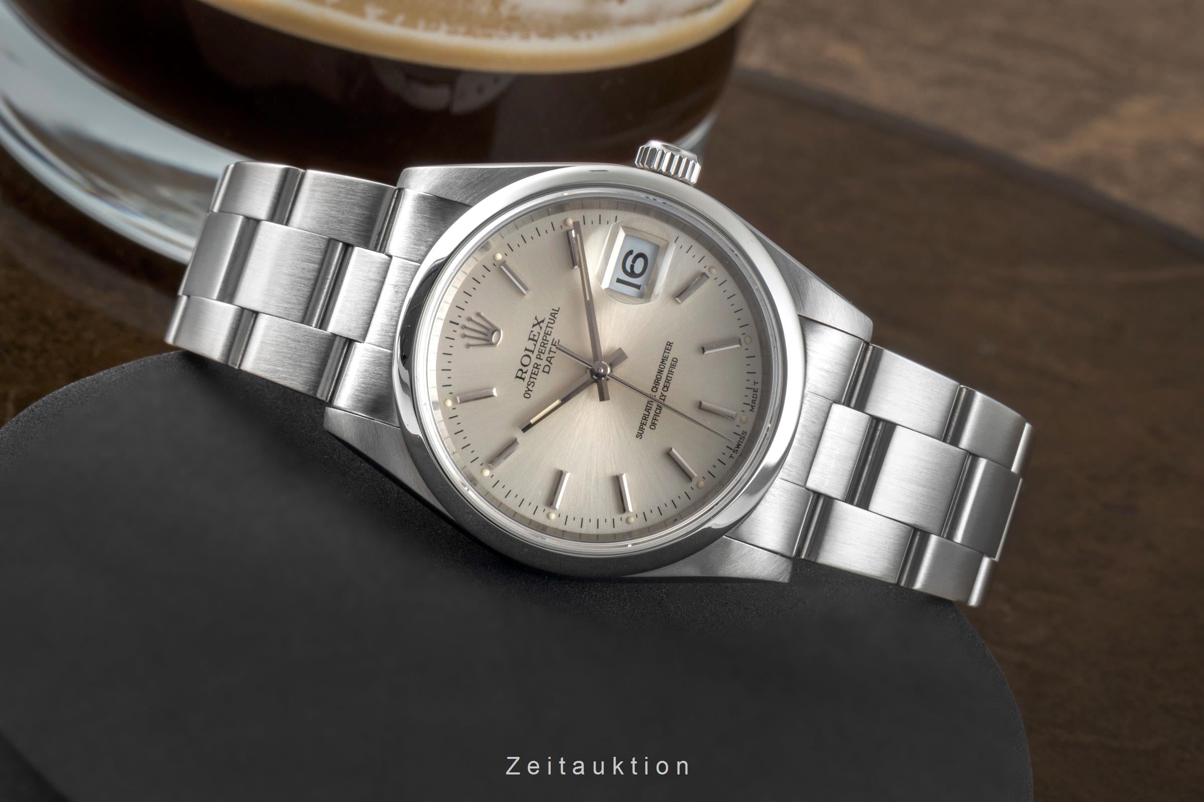 Rolex Date 34 Silver Dial Oyster Stahl Automatik Herrenuhr Ref. 15200 T-Serie  [2601763]