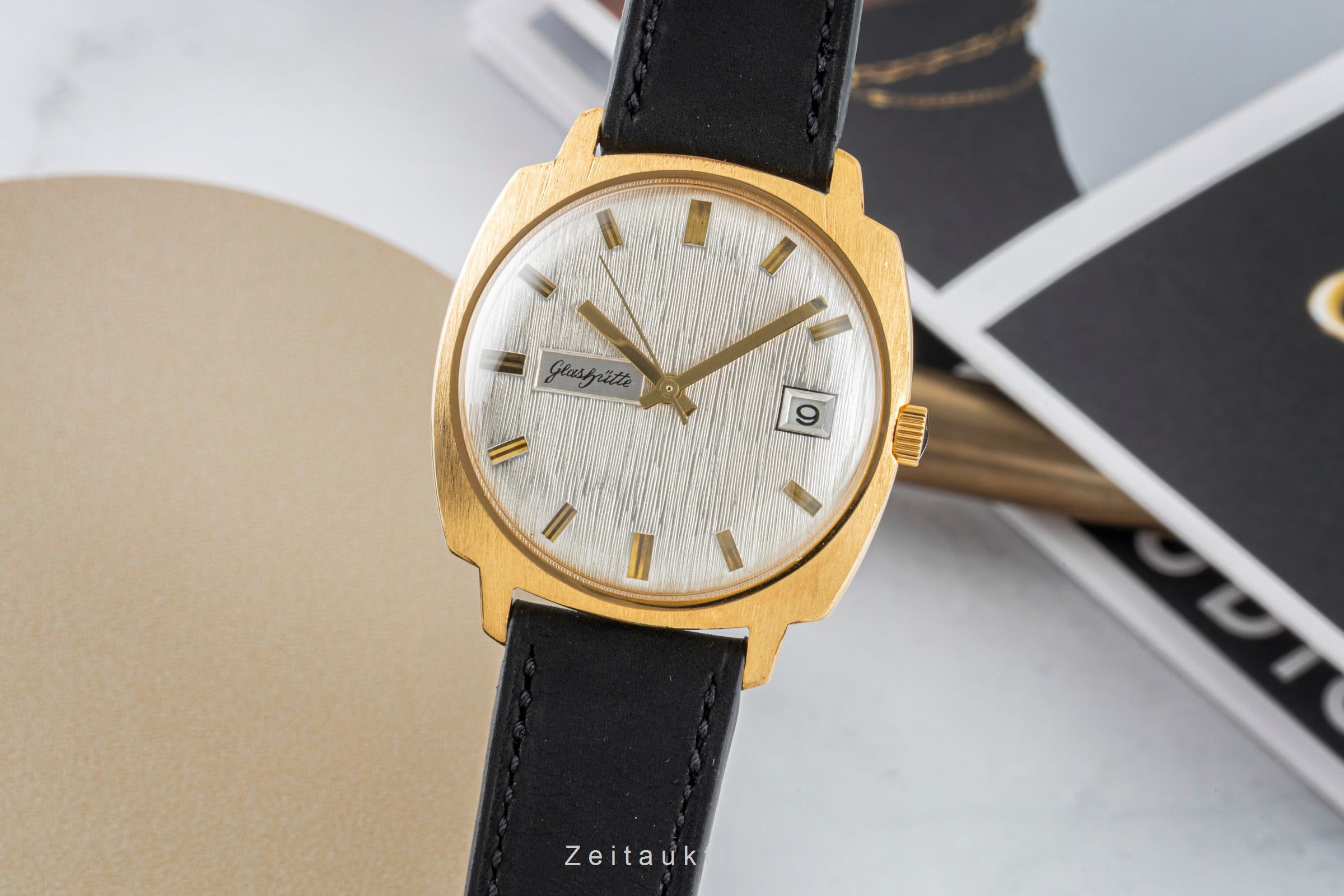 Glashütte Spezimatic latón bañado en oro automático reloj para caballeros Vintage  [2601782]