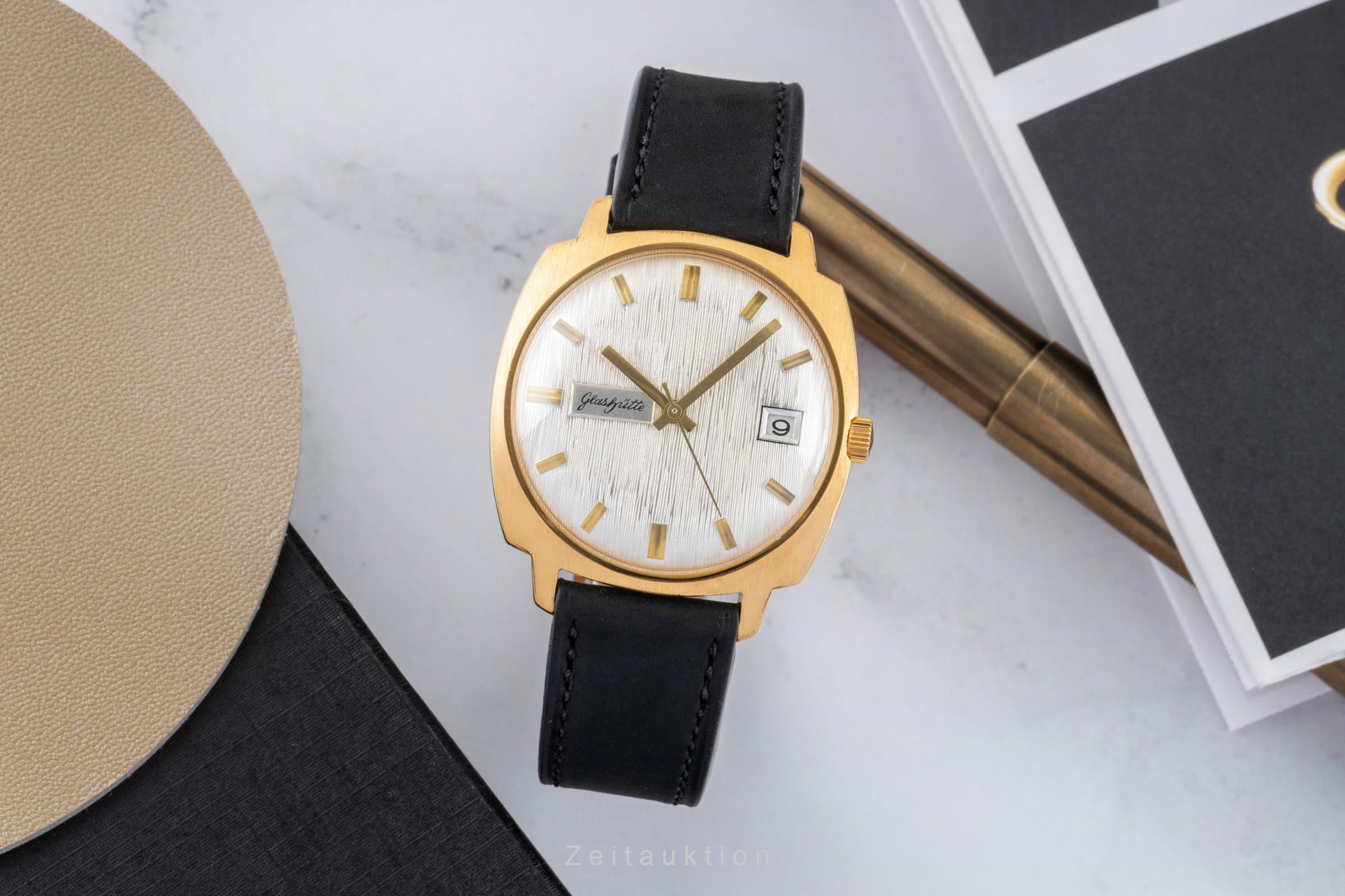 Glashütte Spezimatic latón bañado en oro automático reloj para caballeros Vintage  [2601782]