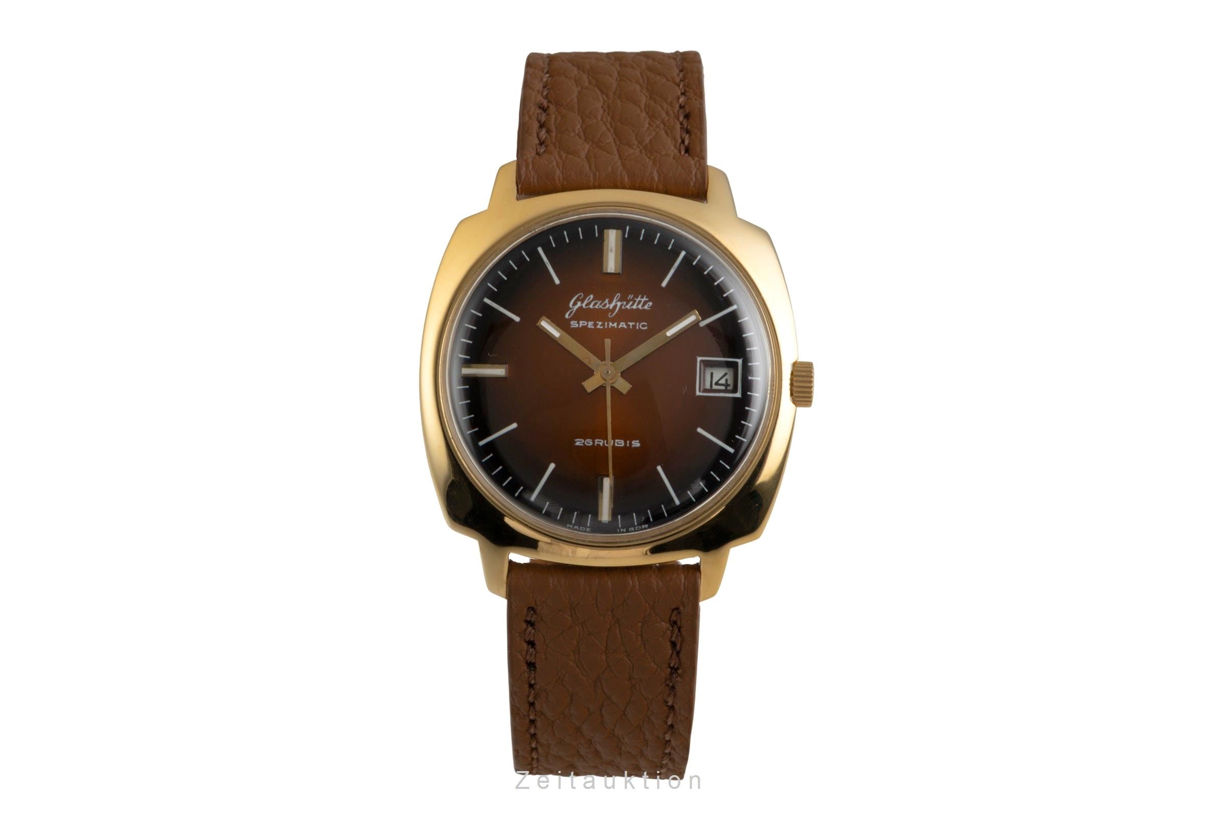 Glashütte Spezimatic latón bañado en oro automático reloj para caballeros Vintage  [2601783]