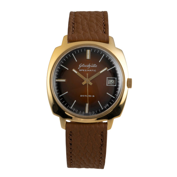 Glashütte Spezimatic latón bañado en oro automático reloj para caballeros Vintage  [2601783]
