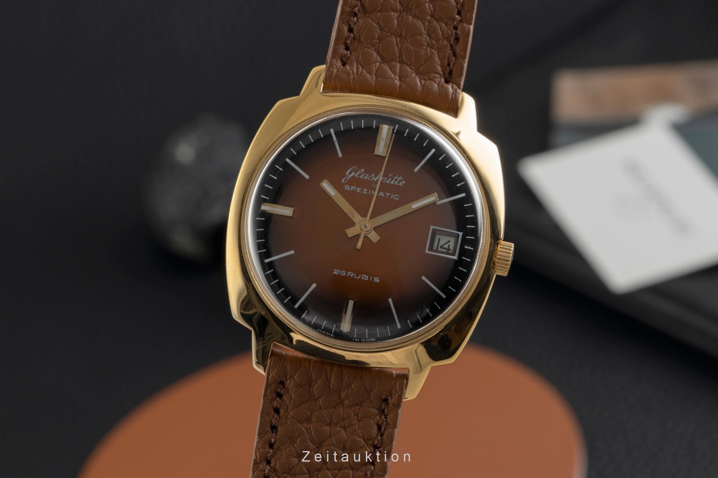 Glashütte Spezimatic latón bañado en oro automático reloj para caballeros Vintage  [2601783]