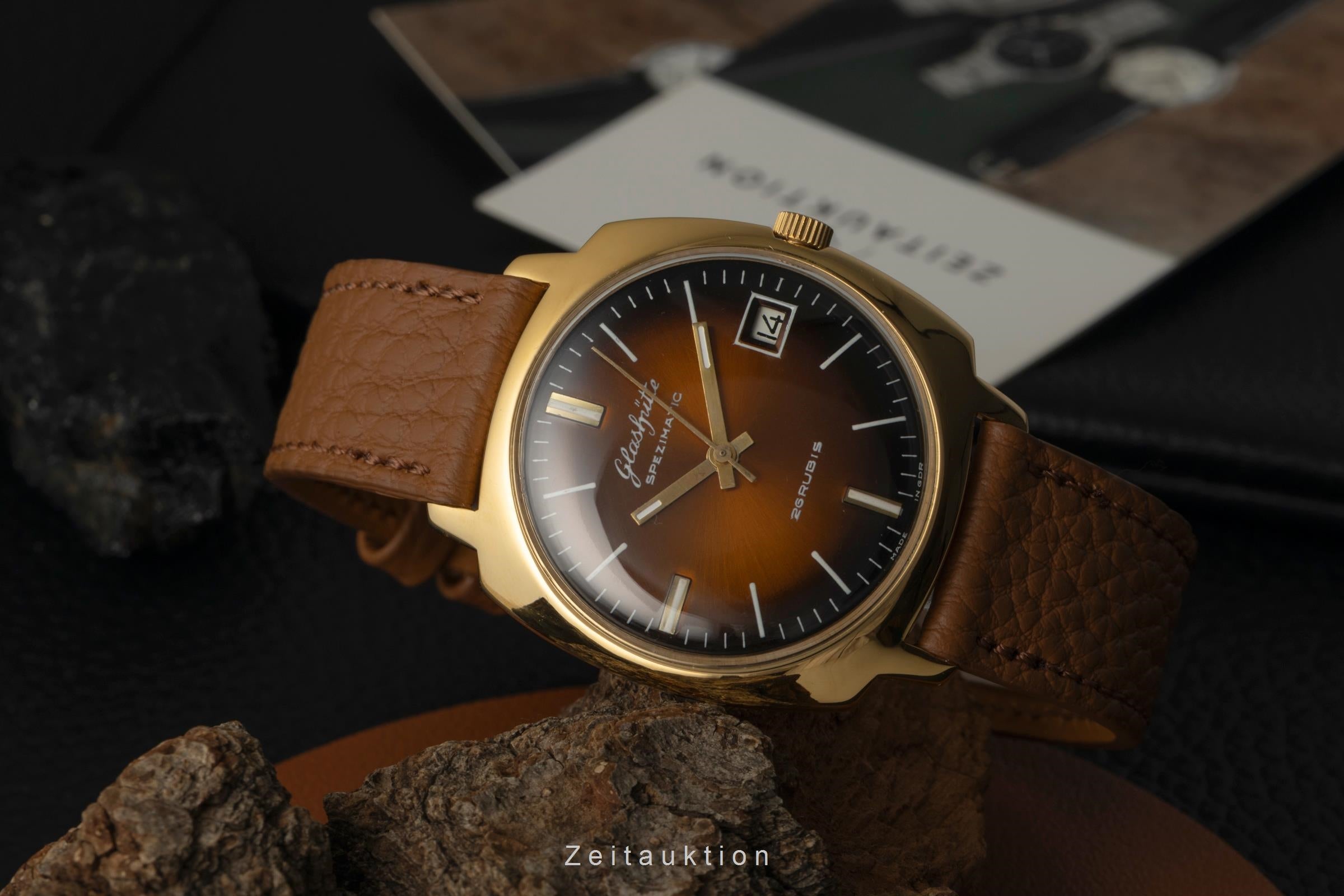 Glashütte Spezimatic latón bañado en oro automático reloj para caballeros Vintage  [2601783]