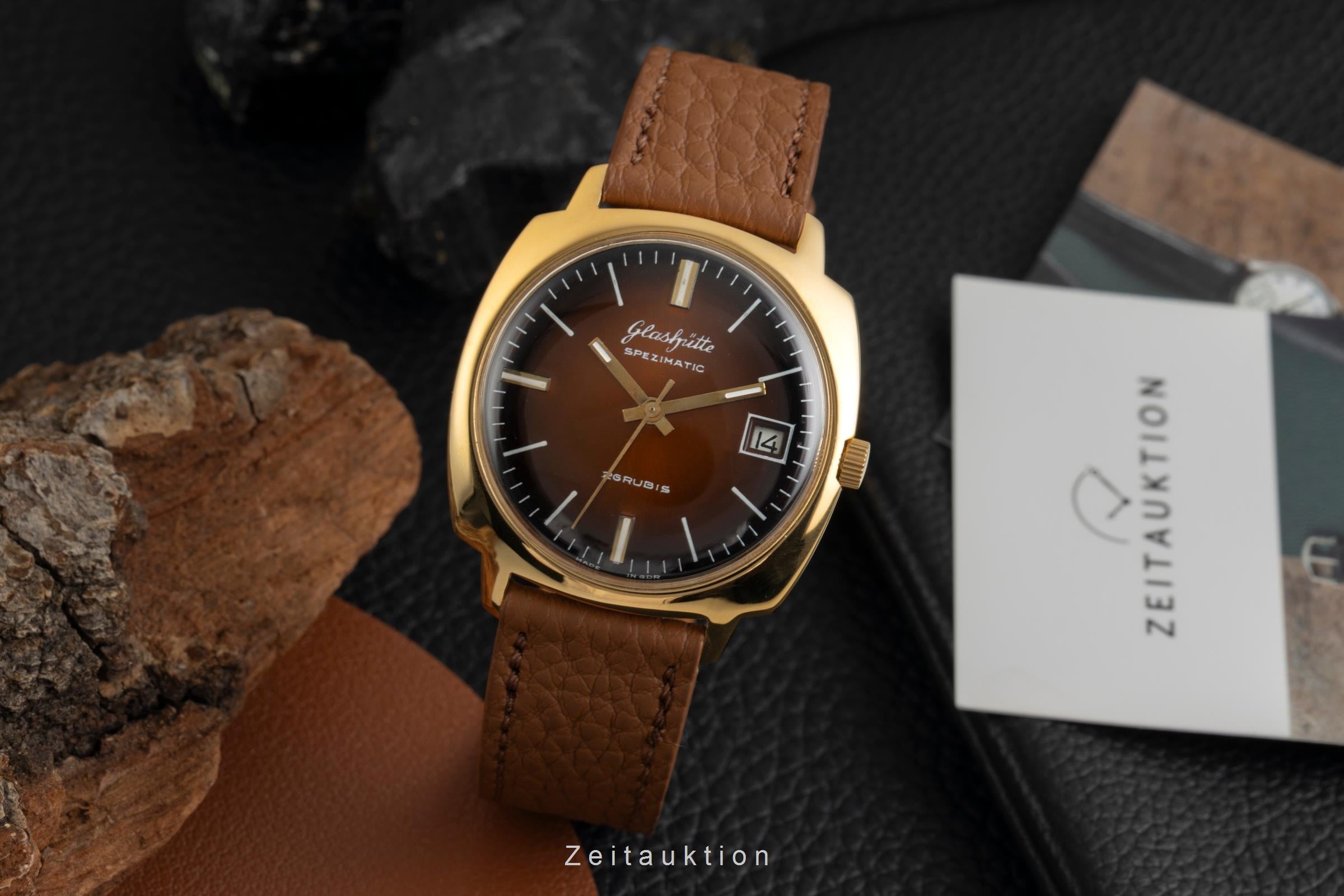 Glashütte Spezimatic latón bañado en oro automático reloj para caballeros Vintage  [2601783]