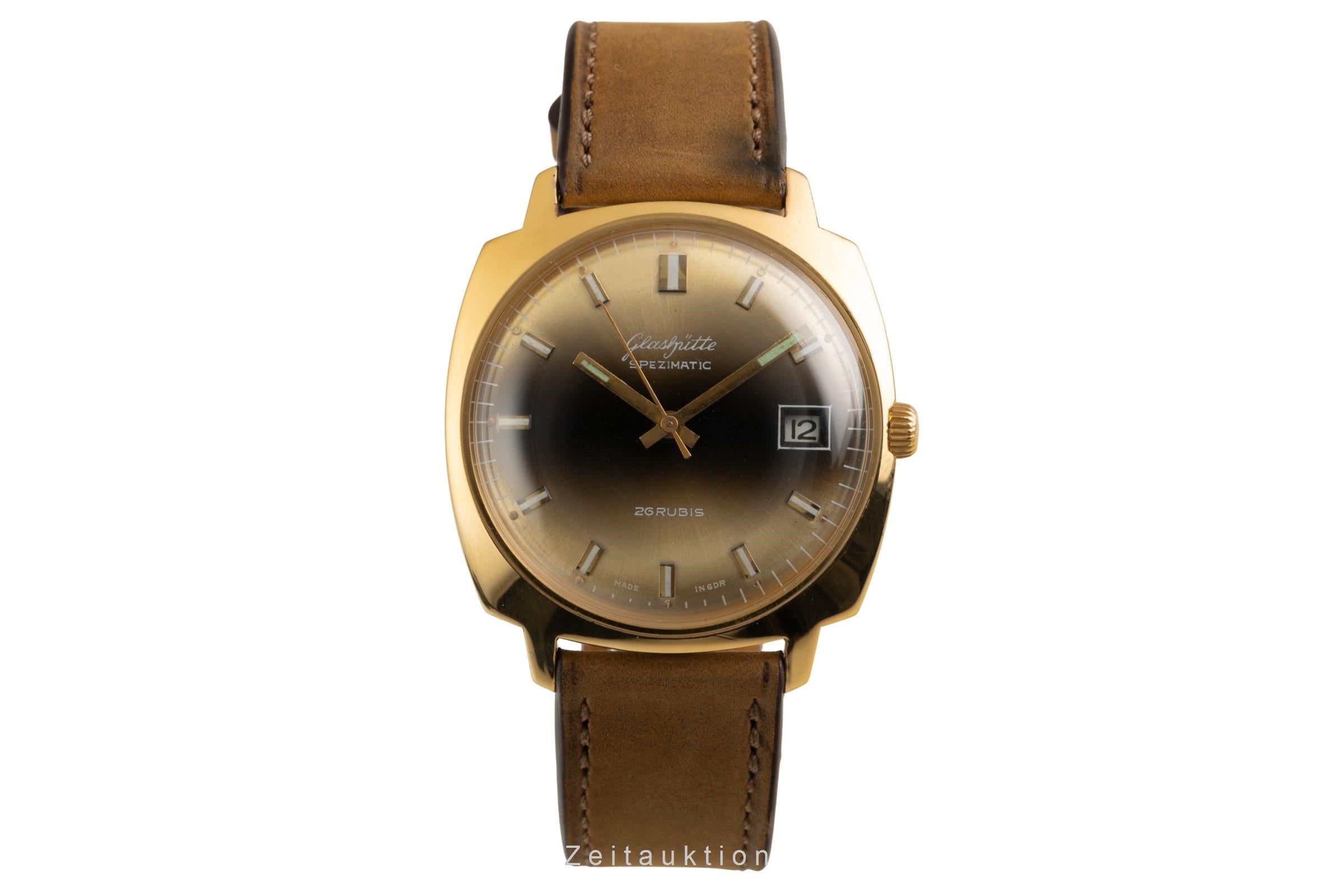 Glashütte Spezimatic latón bañado en oro automático reloj para caballeros Vintage  [2601784]