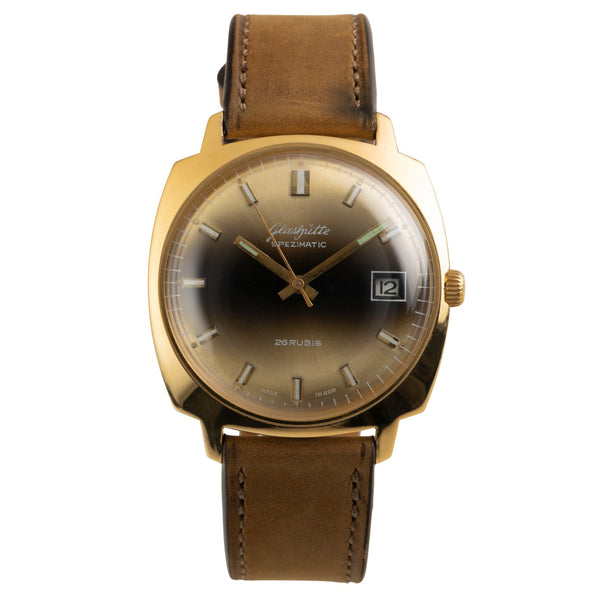 Glashütte Spezimatic latón bañado en oro automático reloj para caballeros Vintage  [2601784]