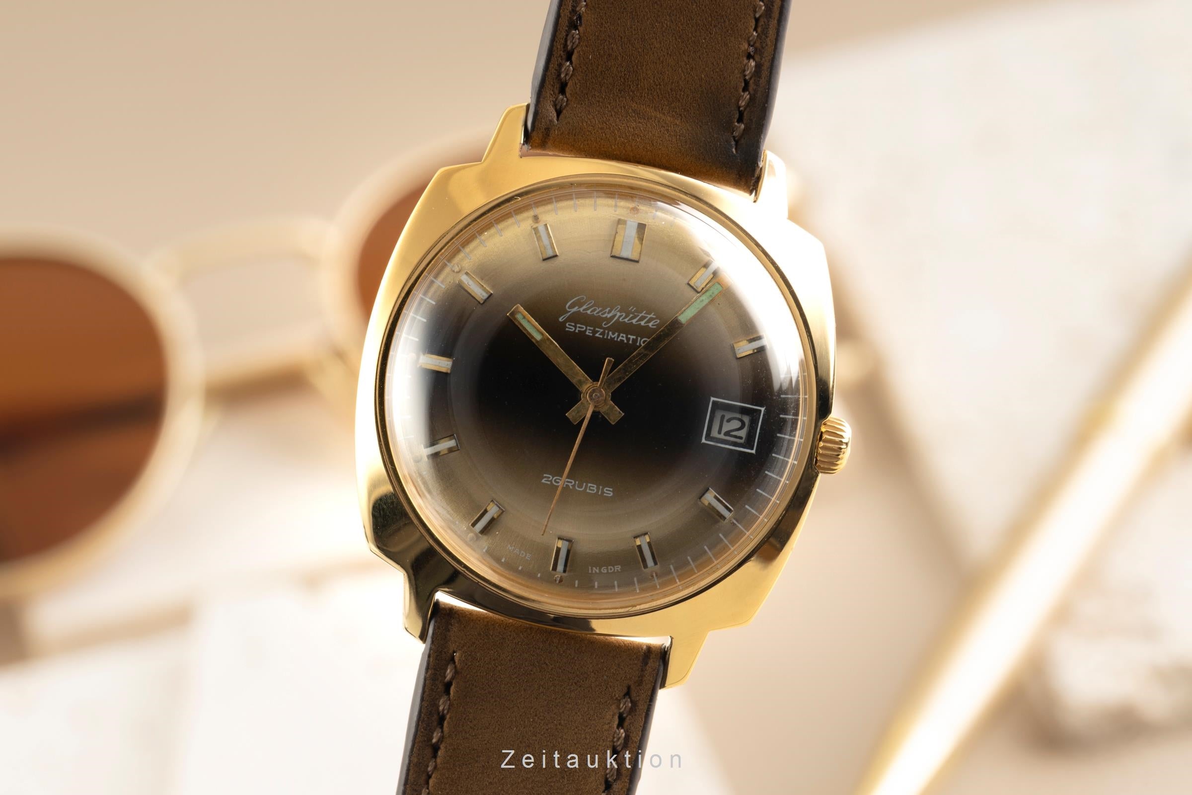 Glashütte Spezimatic latón bañado en oro automático reloj para caballeros Vintage  [2601784]