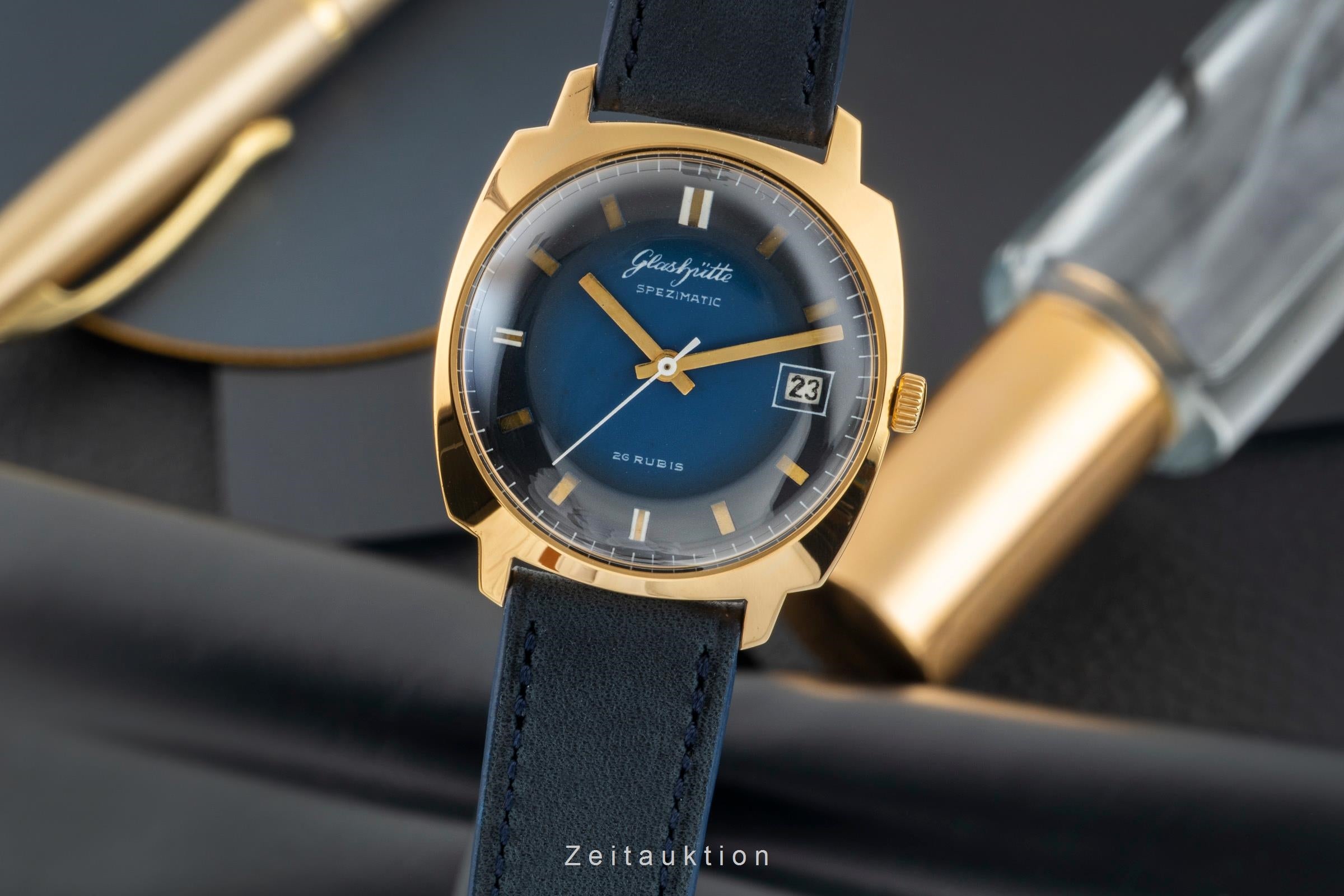 Glashütte Spezimatic latón bañado en oro automático reloj para caballeros Vintage  [2601785]