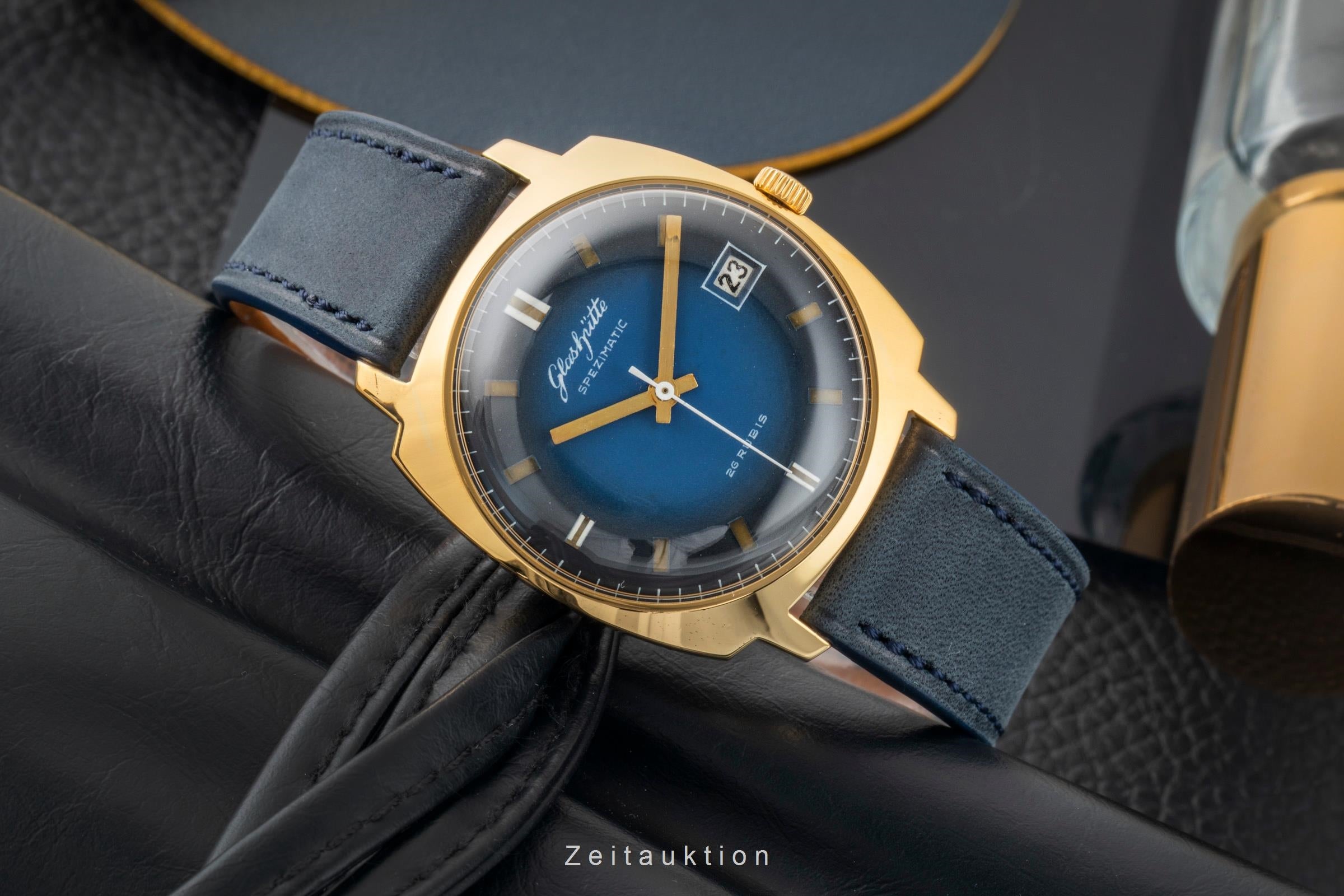 Glashütte Spezimatic latón bañado en oro automático reloj para caballeros Vintage  [2601785]