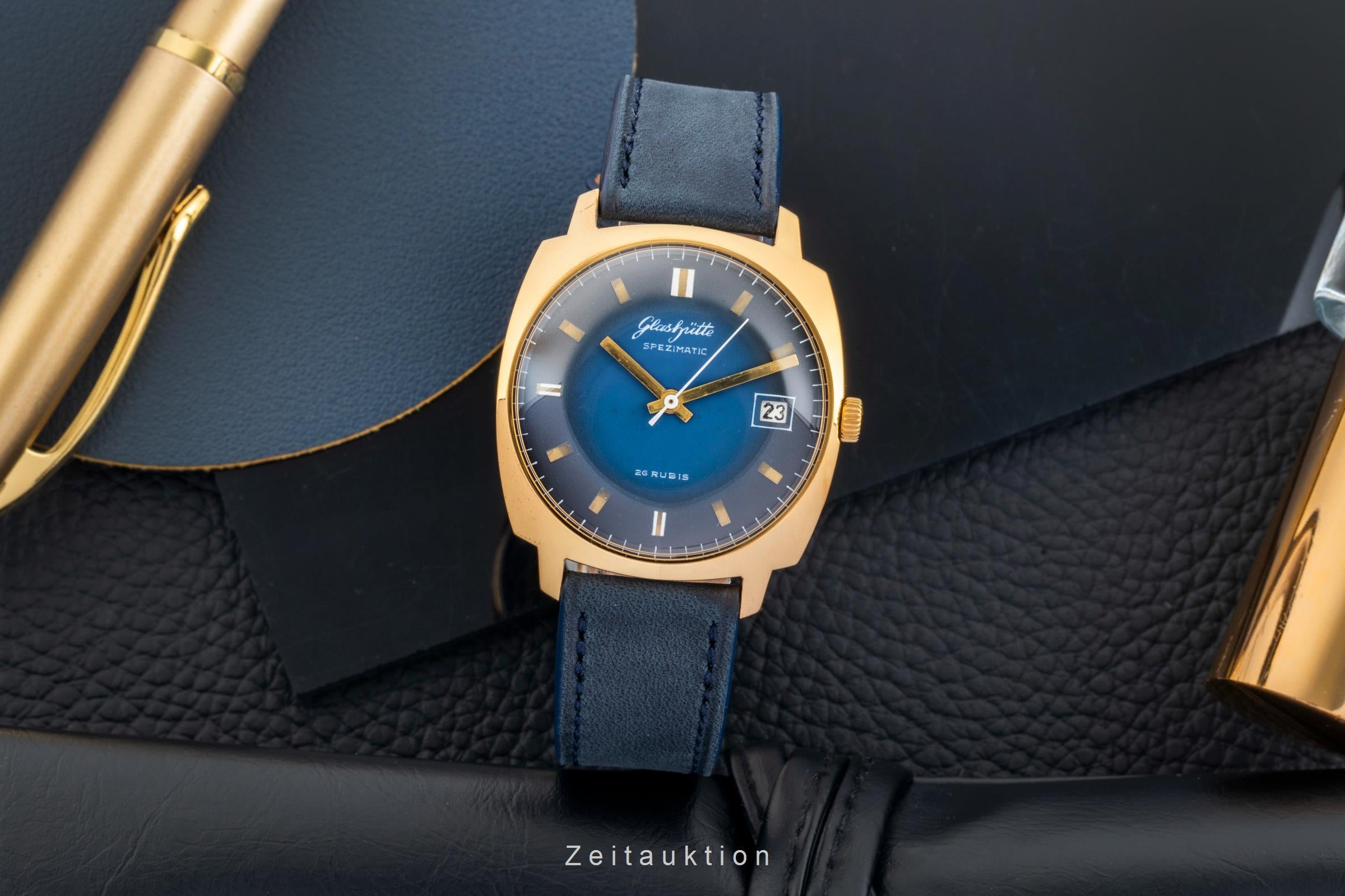 Glashütte Spezimatic latón bañado en oro automático reloj para caballeros Vintage  [2601785]