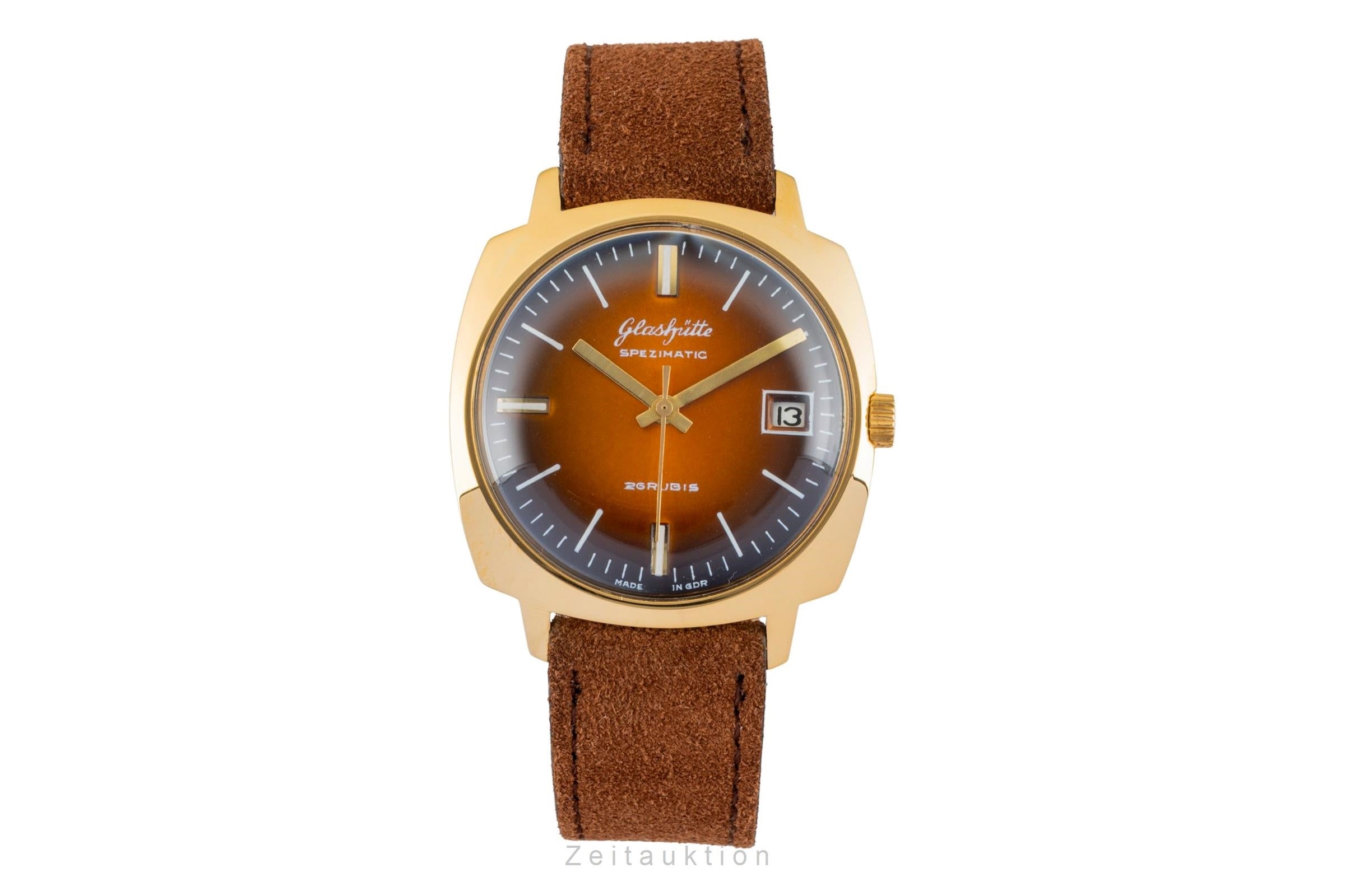 Glashütte Spezimatic latón bañado en oro automático reloj para caballeros Vintage  [2601786]