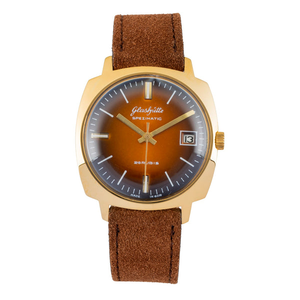 Glashütte Spezimatic latón bañado en oro automático reloj para caballeros Vintage  [2601786]
